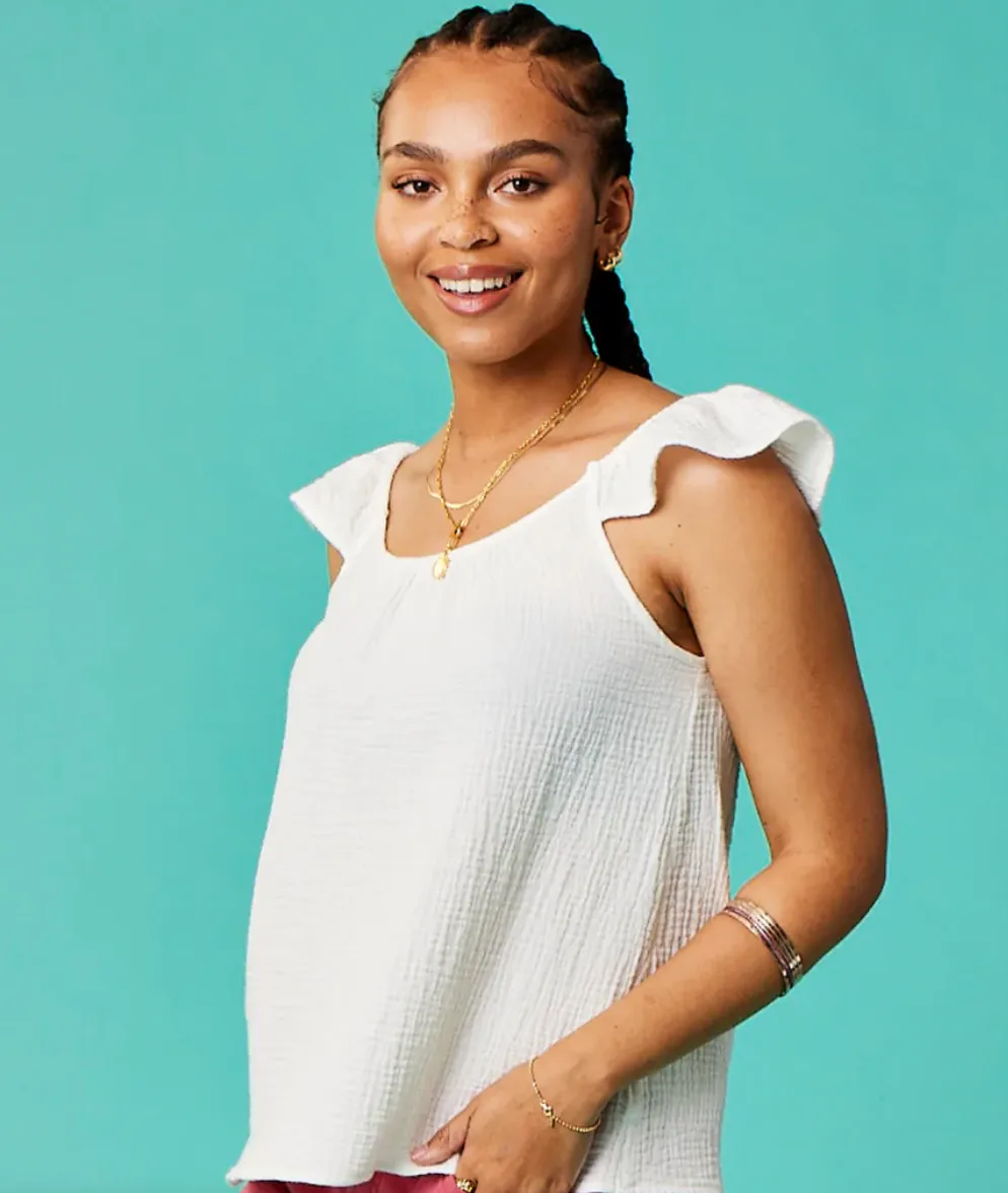 Carve Ruffle Corrine Cotton Gauze Tank - 2 Colors!