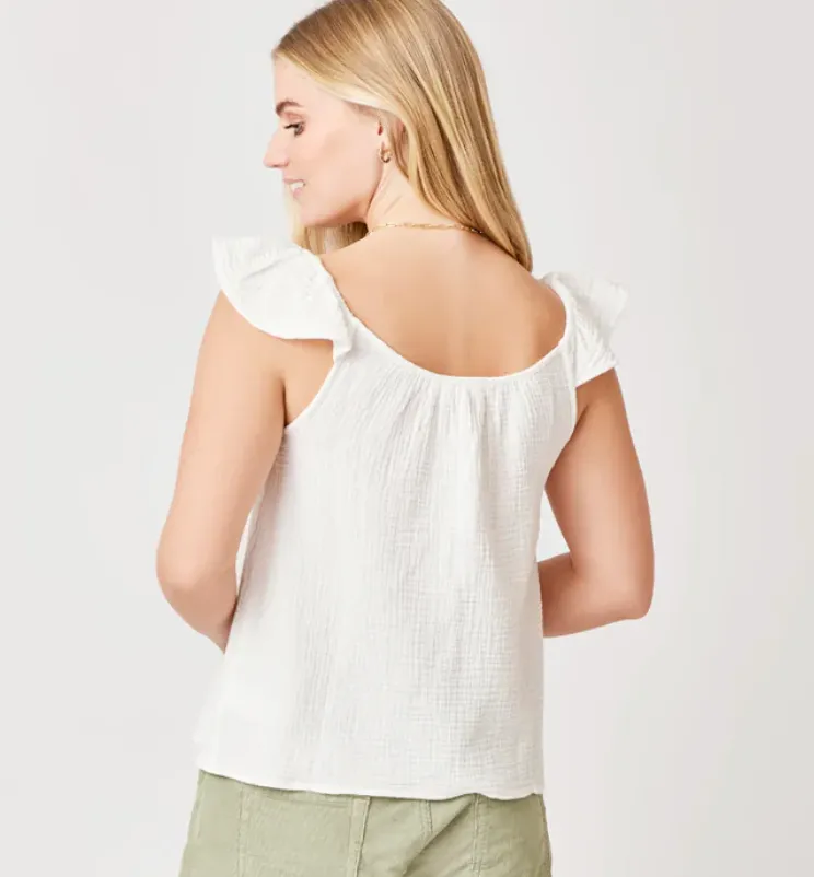 Carve Ruffle Corrine Cotton Gauze Tank - 2 Colors!