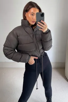 Charcoal Cropped Puffer Jacket