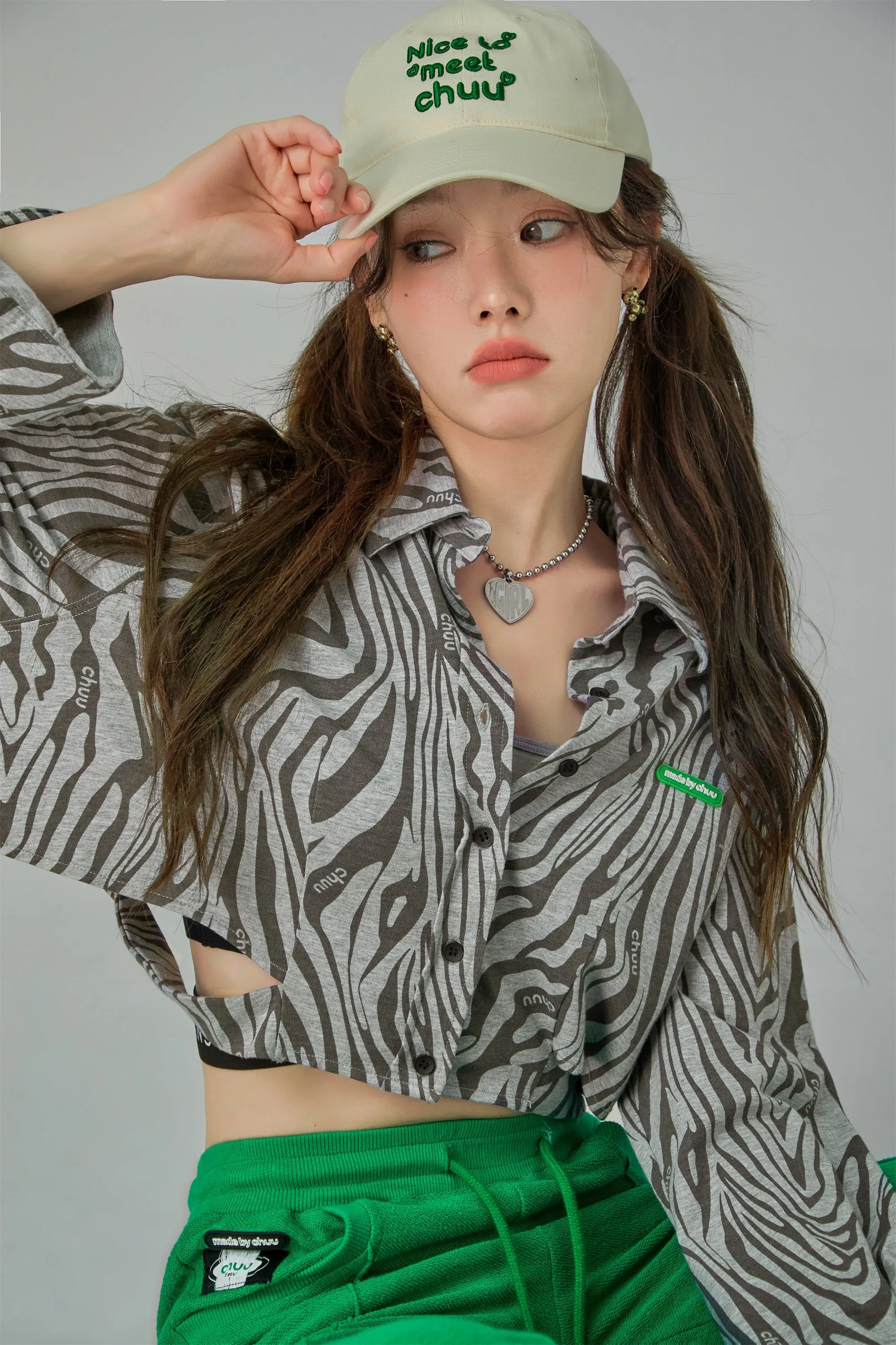 Chic Zebra Cropped Shirt