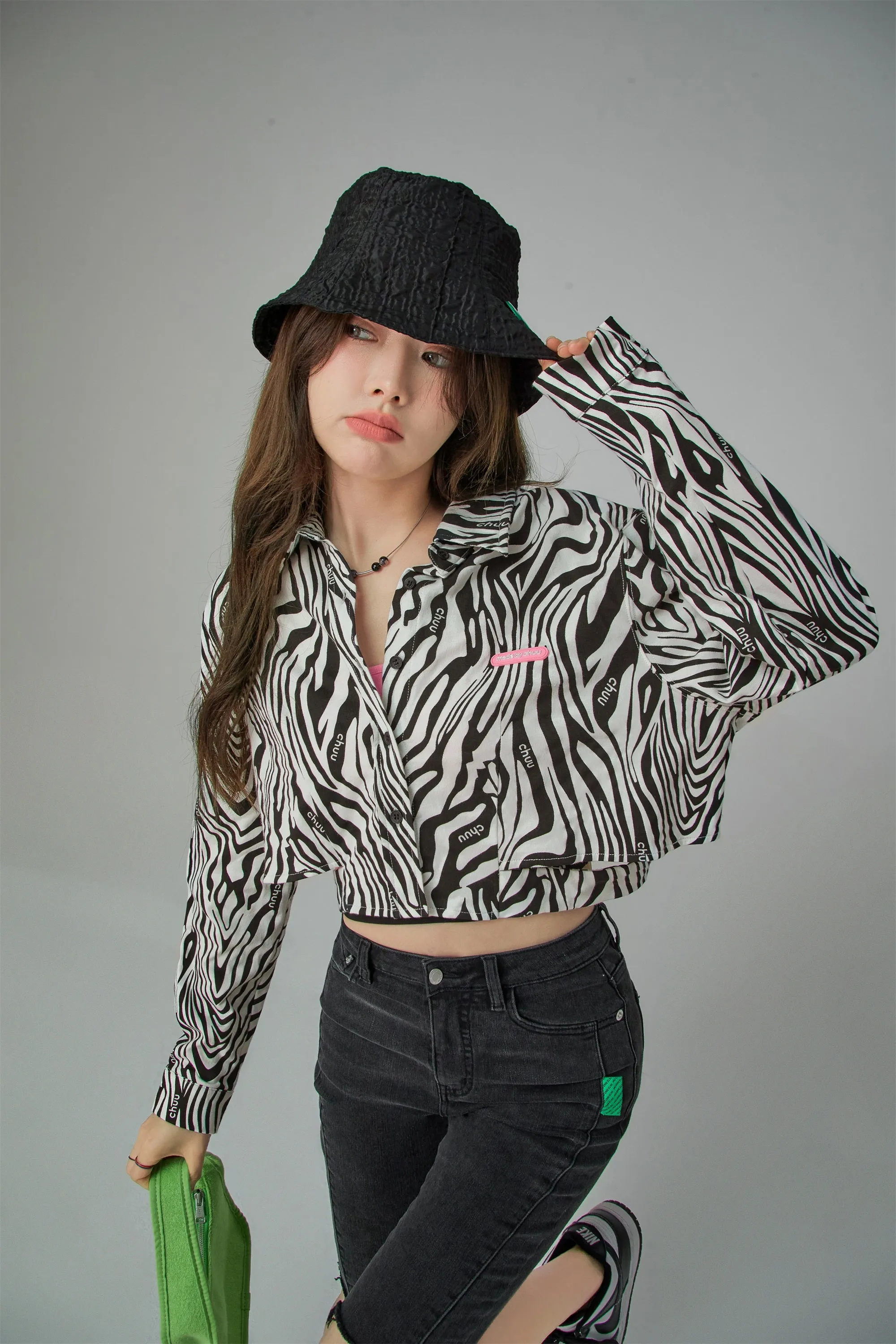 Chic Zebra Cropped Shirt