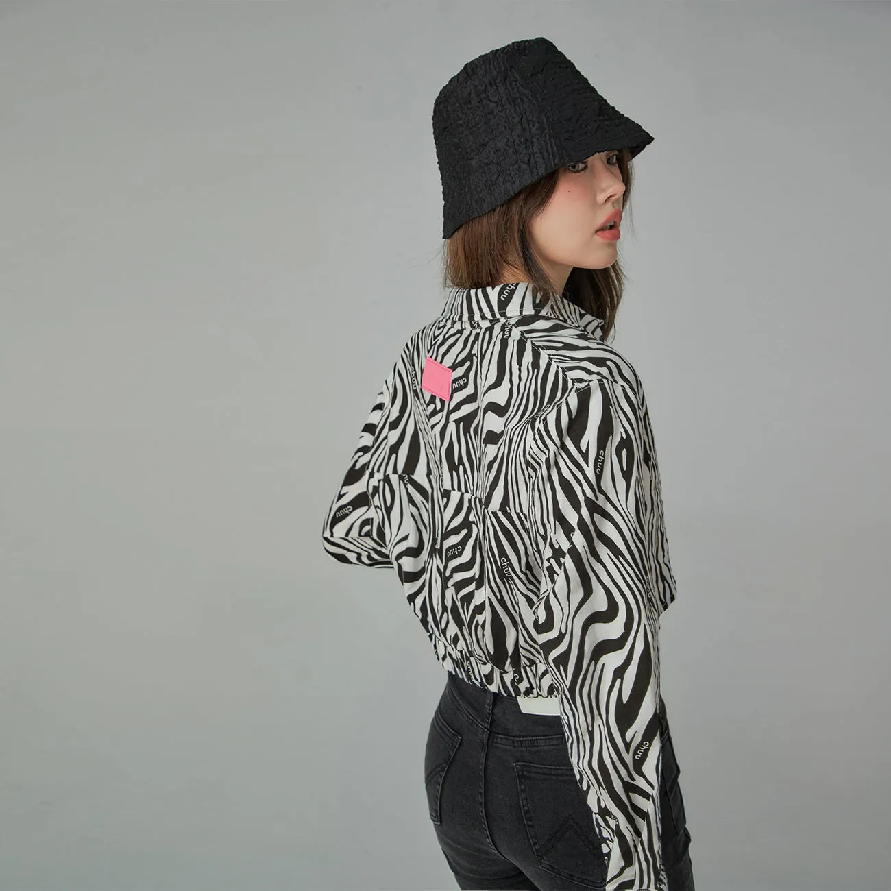 Chic Zebra Cropped Shirt