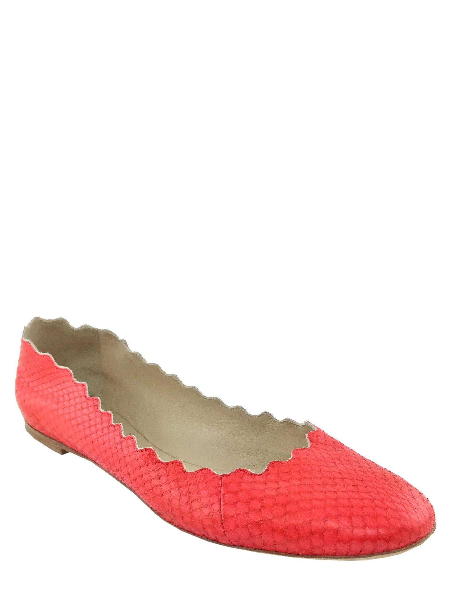 Chloe Lauren Scalloped Snakeskin Flats Size 9.5