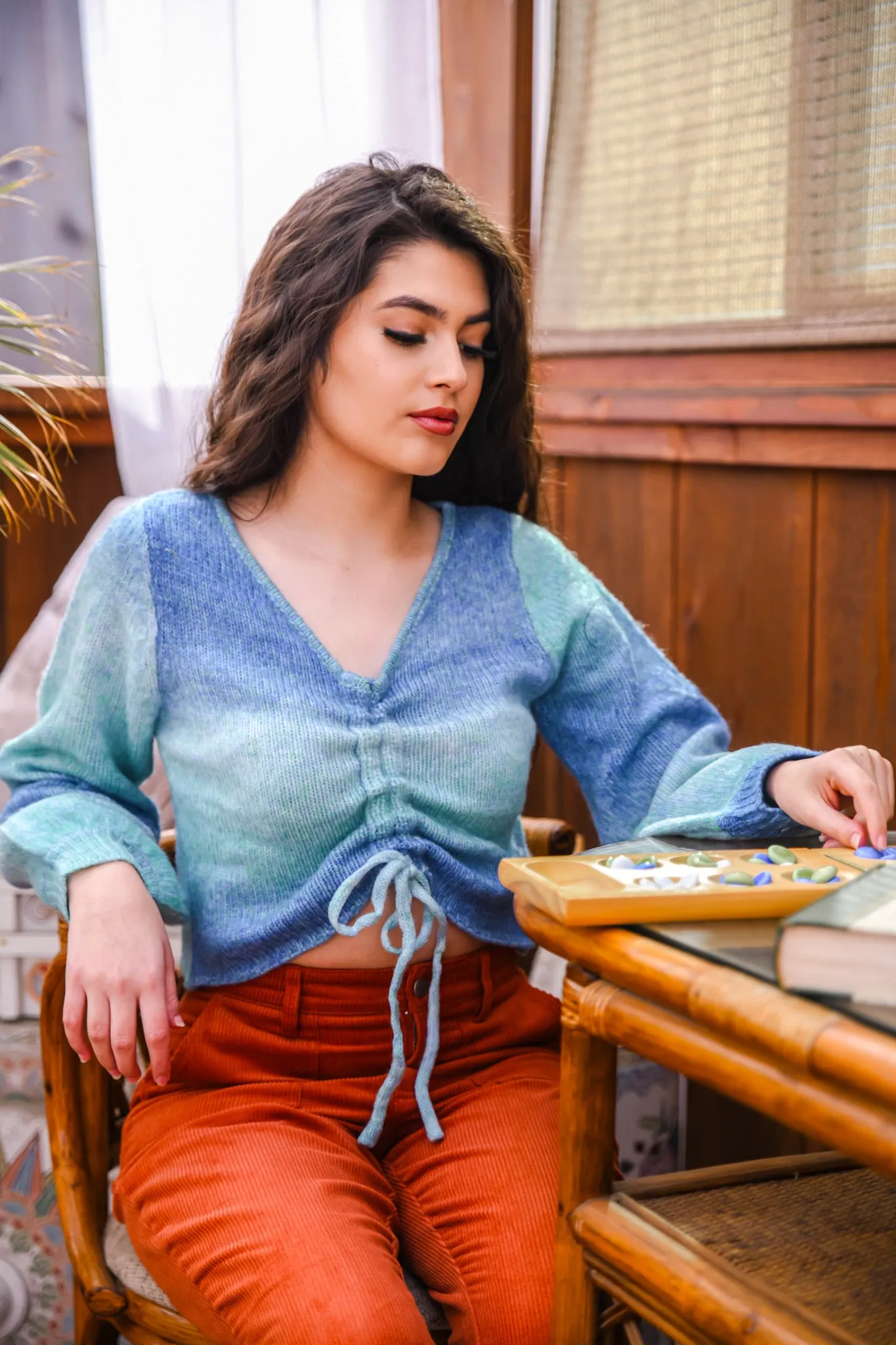 Cloudy Cascade Sweater - Sky/Teal