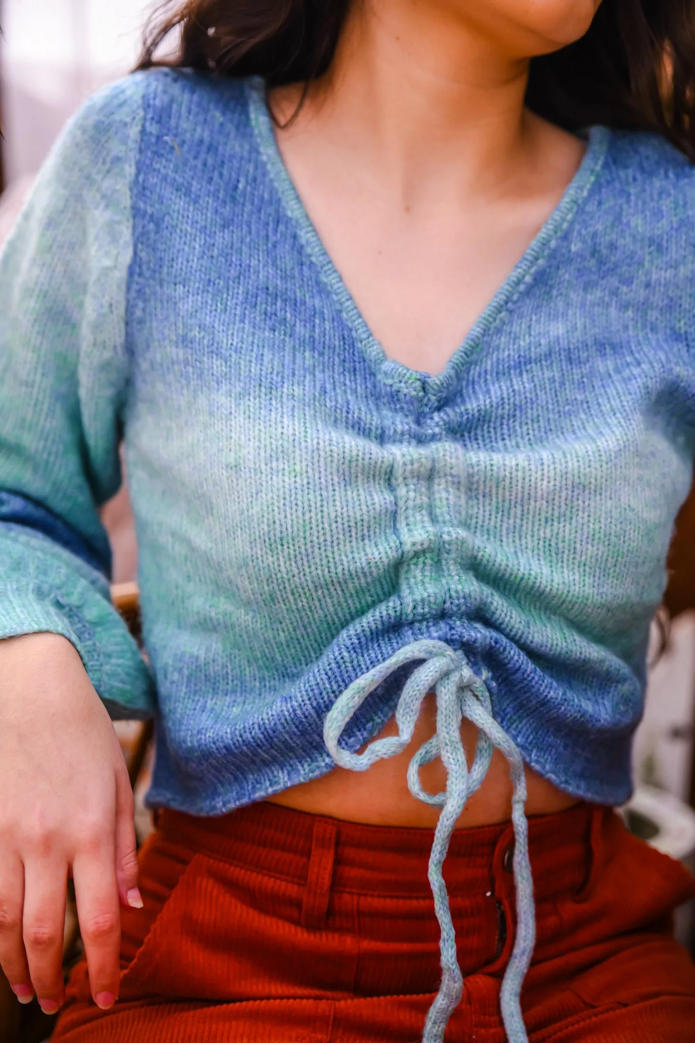 Cloudy Cascade Sweater - Sky/Teal