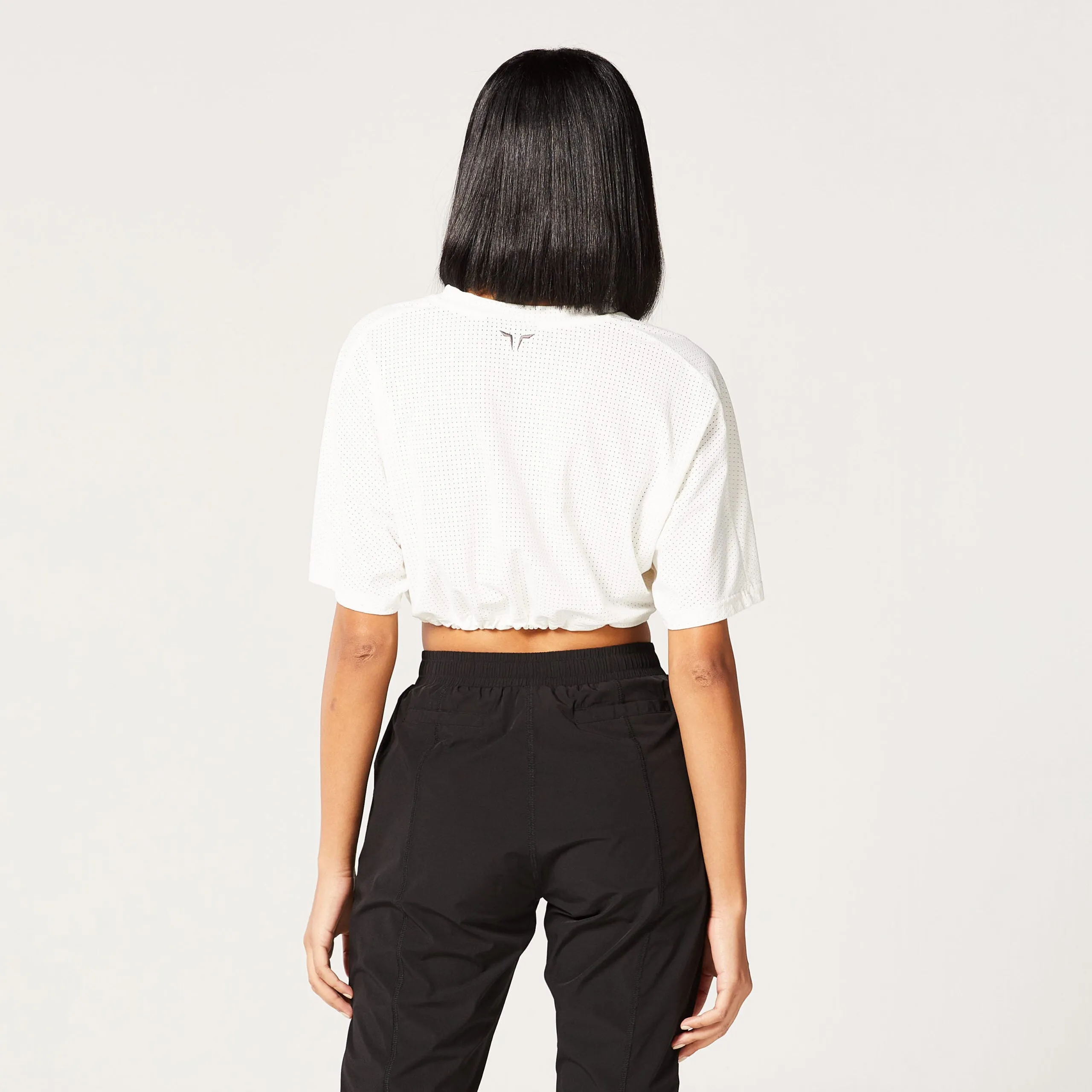 Code Cropped Drawstring Tee - Pearl White