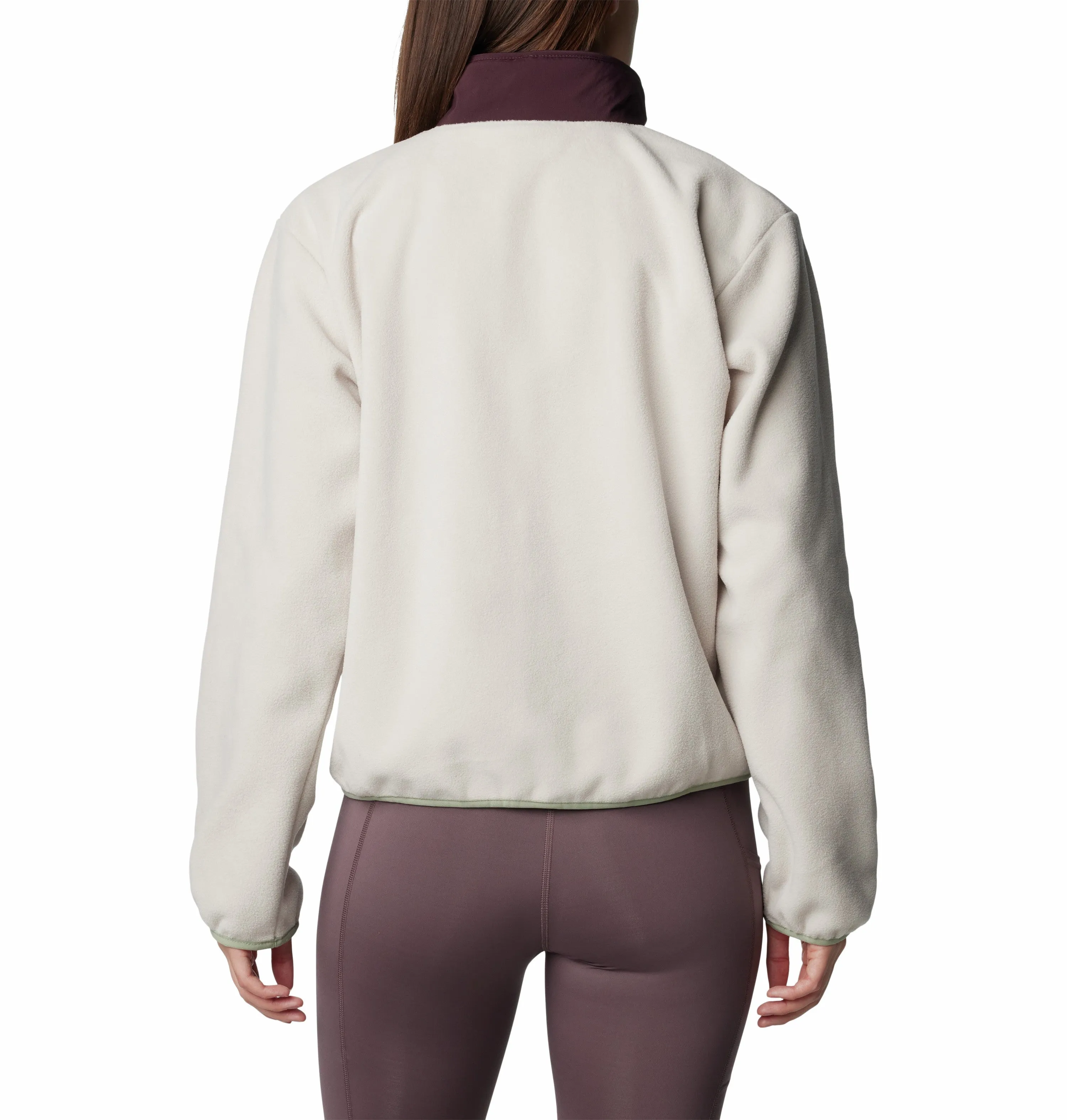 Columbia Ladies Sequoia Grove Cropped 1/2 Zip Overhead Fleece-STONE