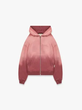 CONTRAST STITCH ZIP HOODIE - BORDEAUX