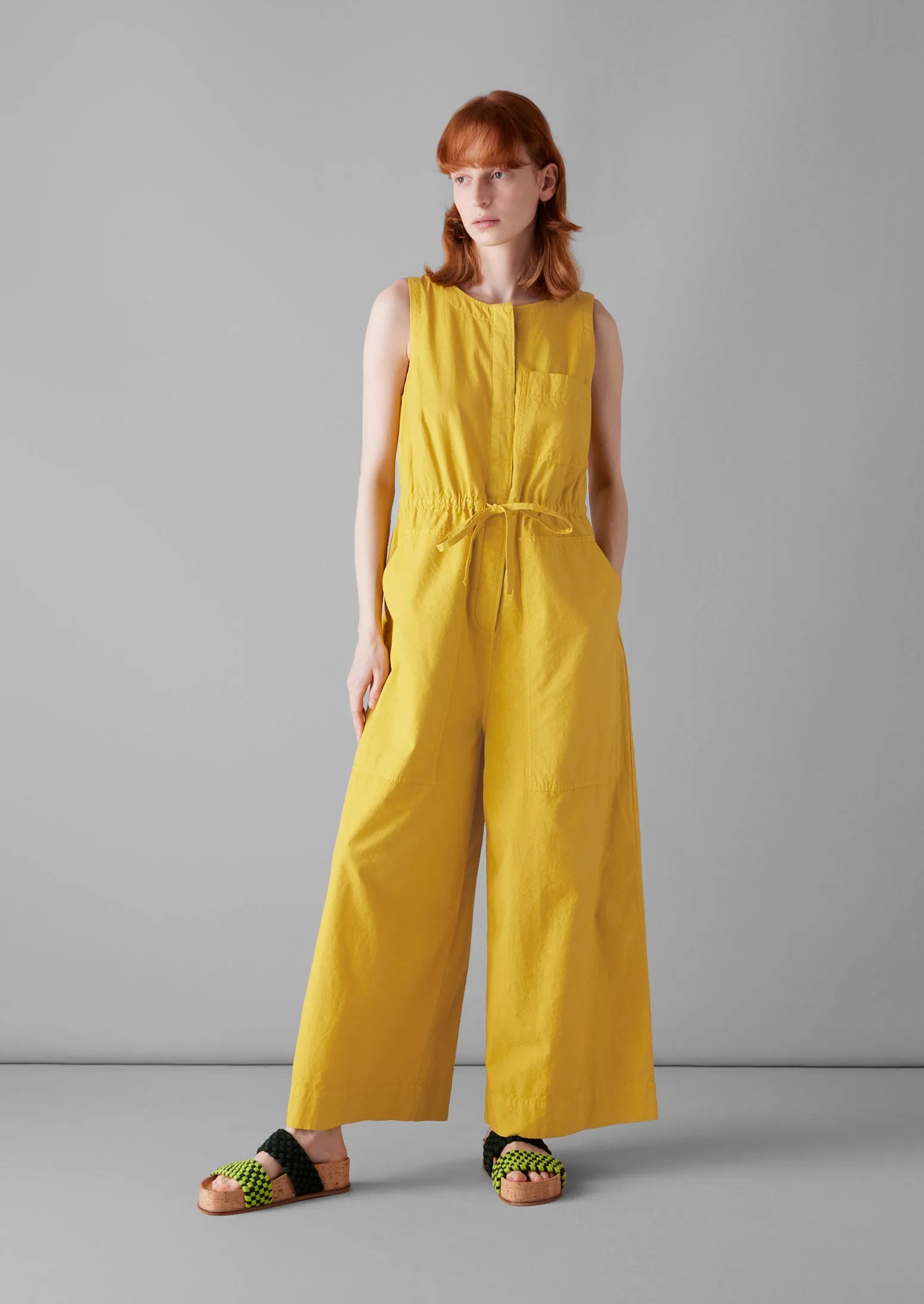 Cotton Linen Wide Leg Jumpsuit | Marigold