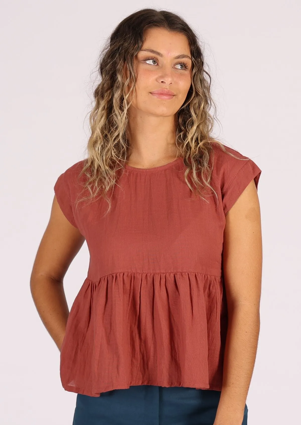 Cotton Thrills Top Marsala