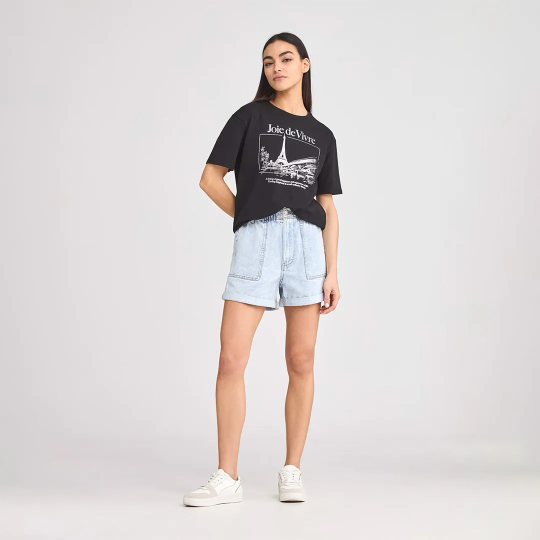 Crew Neck Short Sleeve Cropped T-Shirt