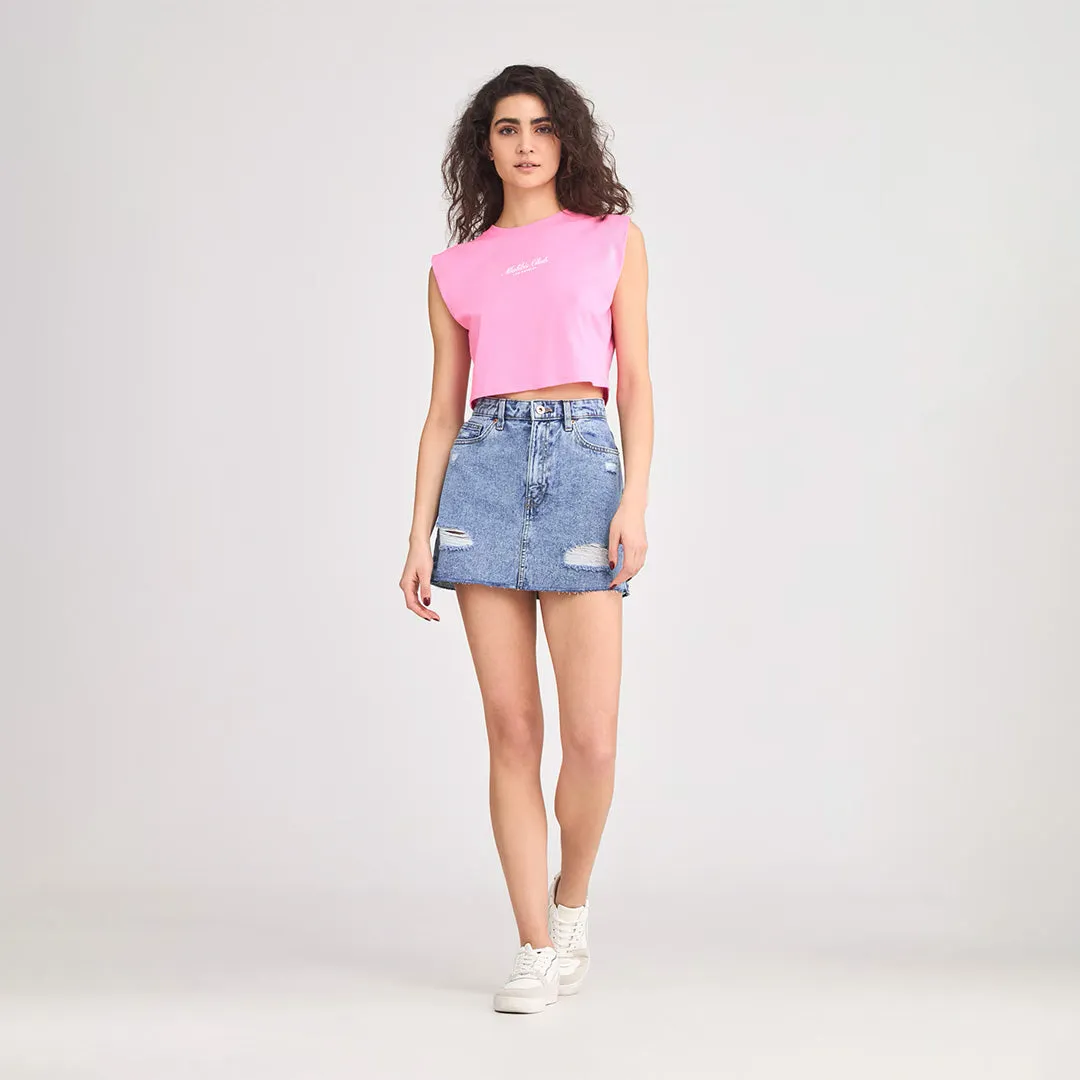 Crew Neck Short Sleeve Cropped T-Shirt