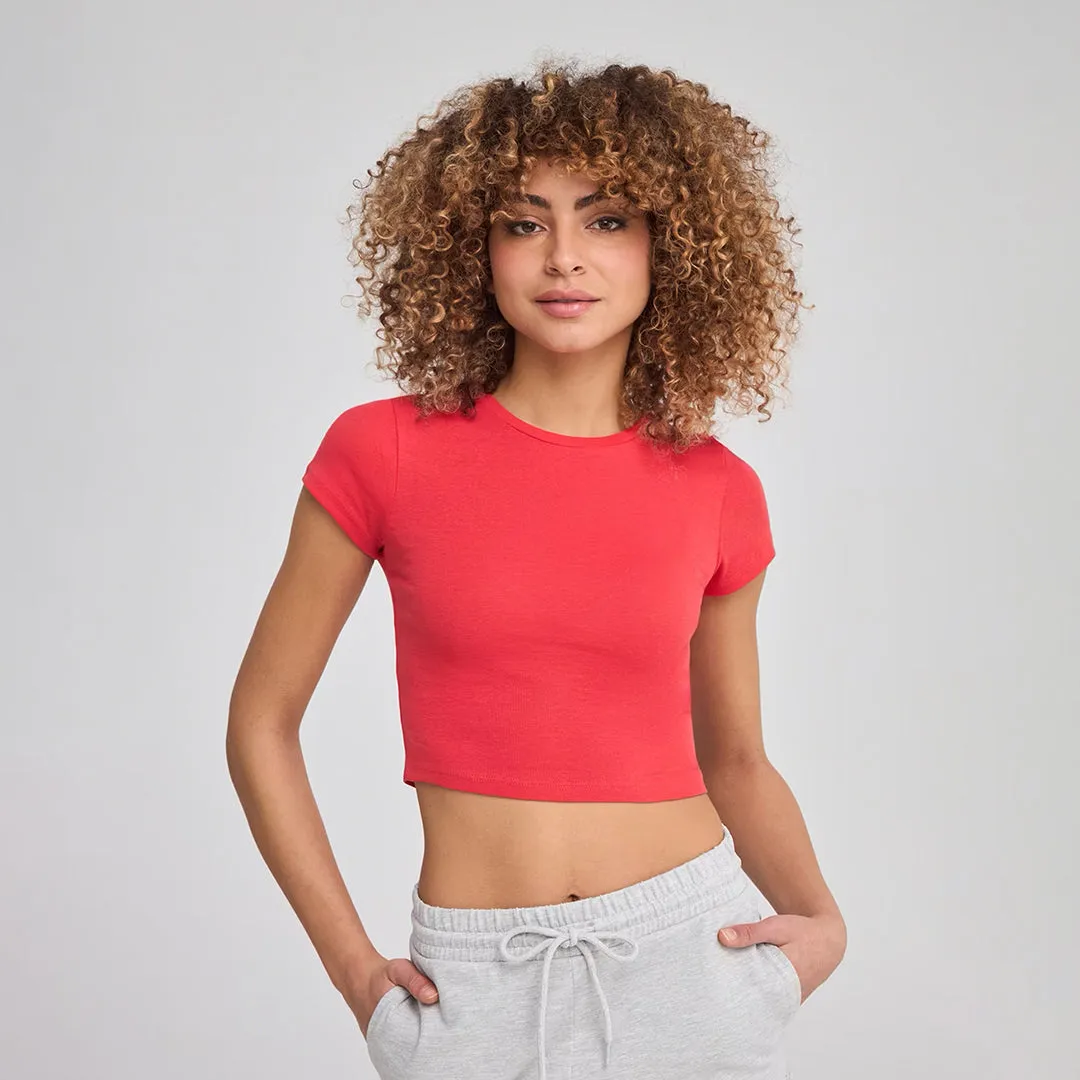 Crew Neck Short Sleeve Cropped T-Shirt