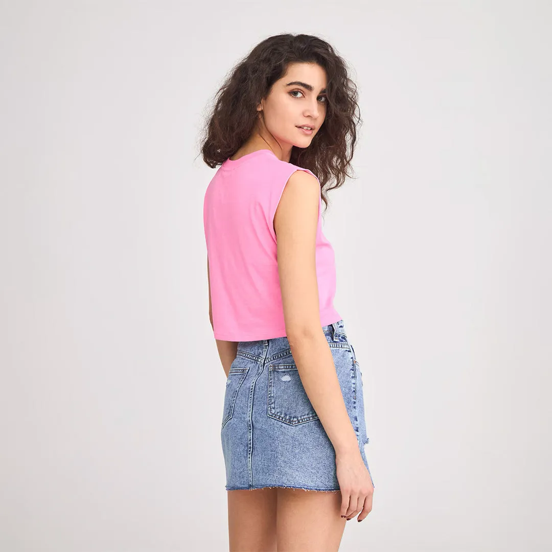 Crew Neck Short Sleeve Cropped T-Shirt