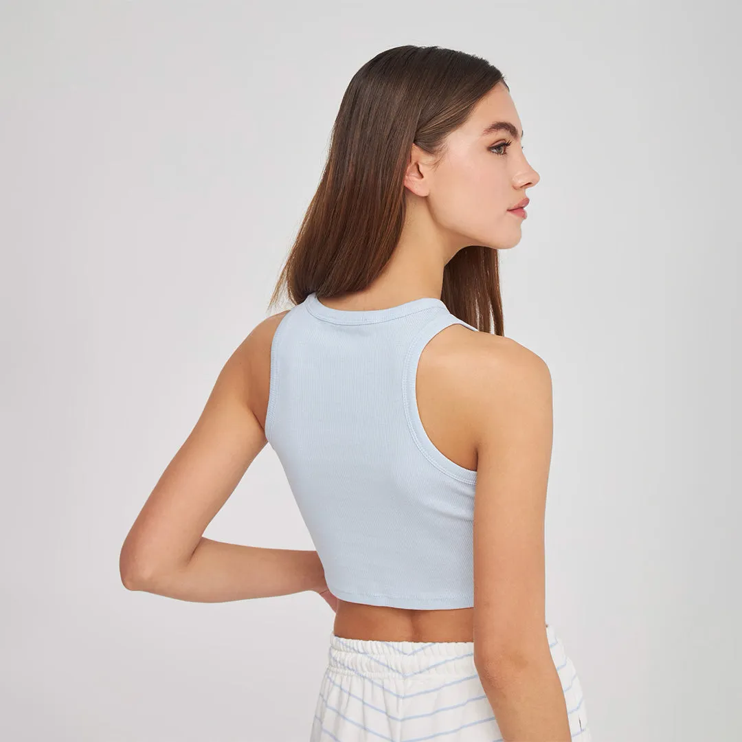 Crew Neck Wide Strap Cropped Tank Top