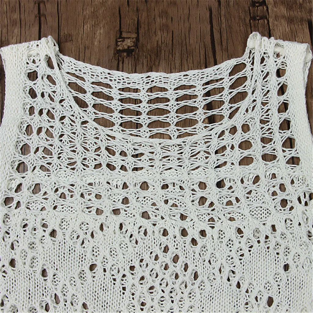 Crochet Maxi Dress White Boho Long Gown See Through Net Great For Beach Or Festivals Choose Small Medium Large Or Extra Large XL