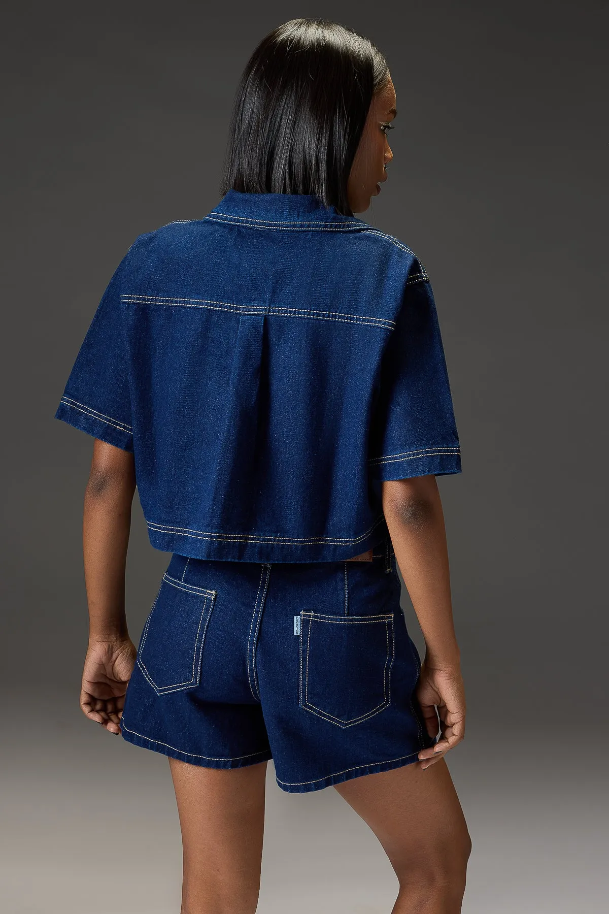 Cropped Raw Denim Top