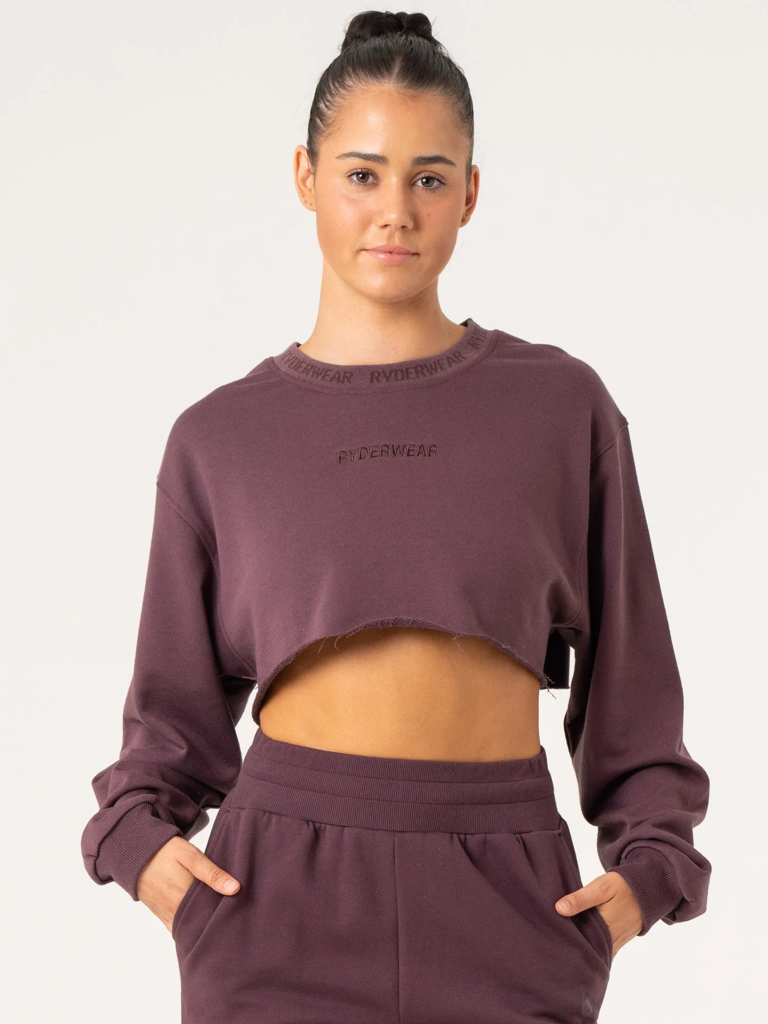 Cropped Sweater - Plum