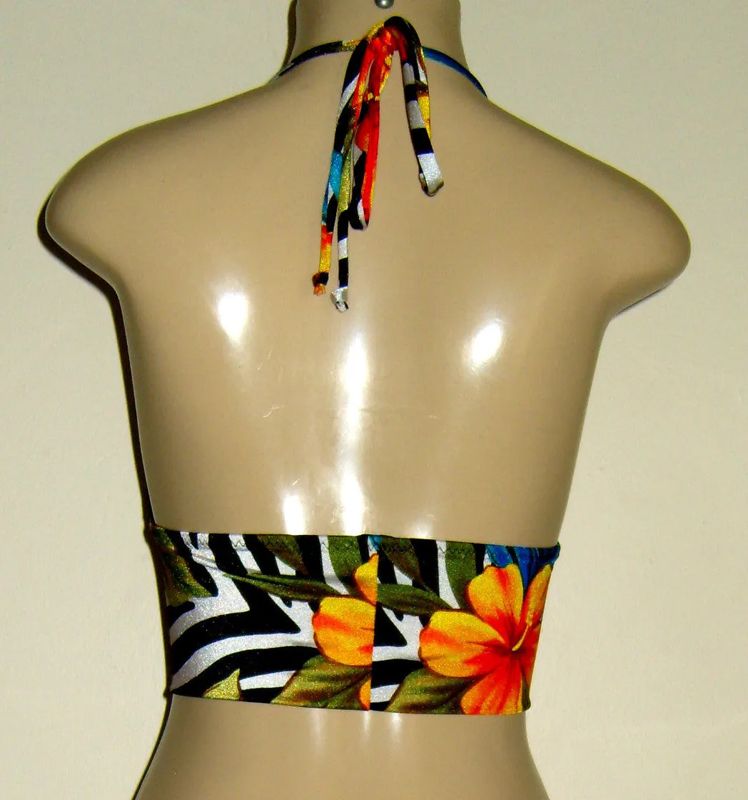 Cropped Swimwear Tankinis with Tie Neck