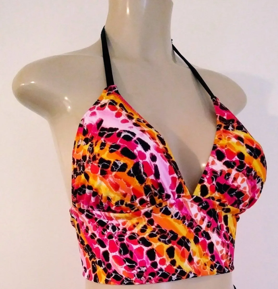 Cropped Swimwear Tankinis with Tie Neck