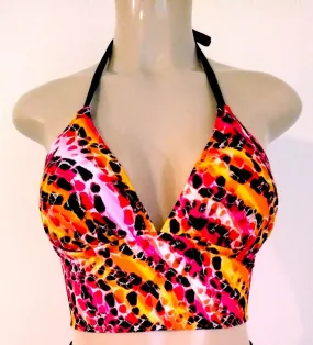 Cropped Swimwear Tankinis with Tie Neck