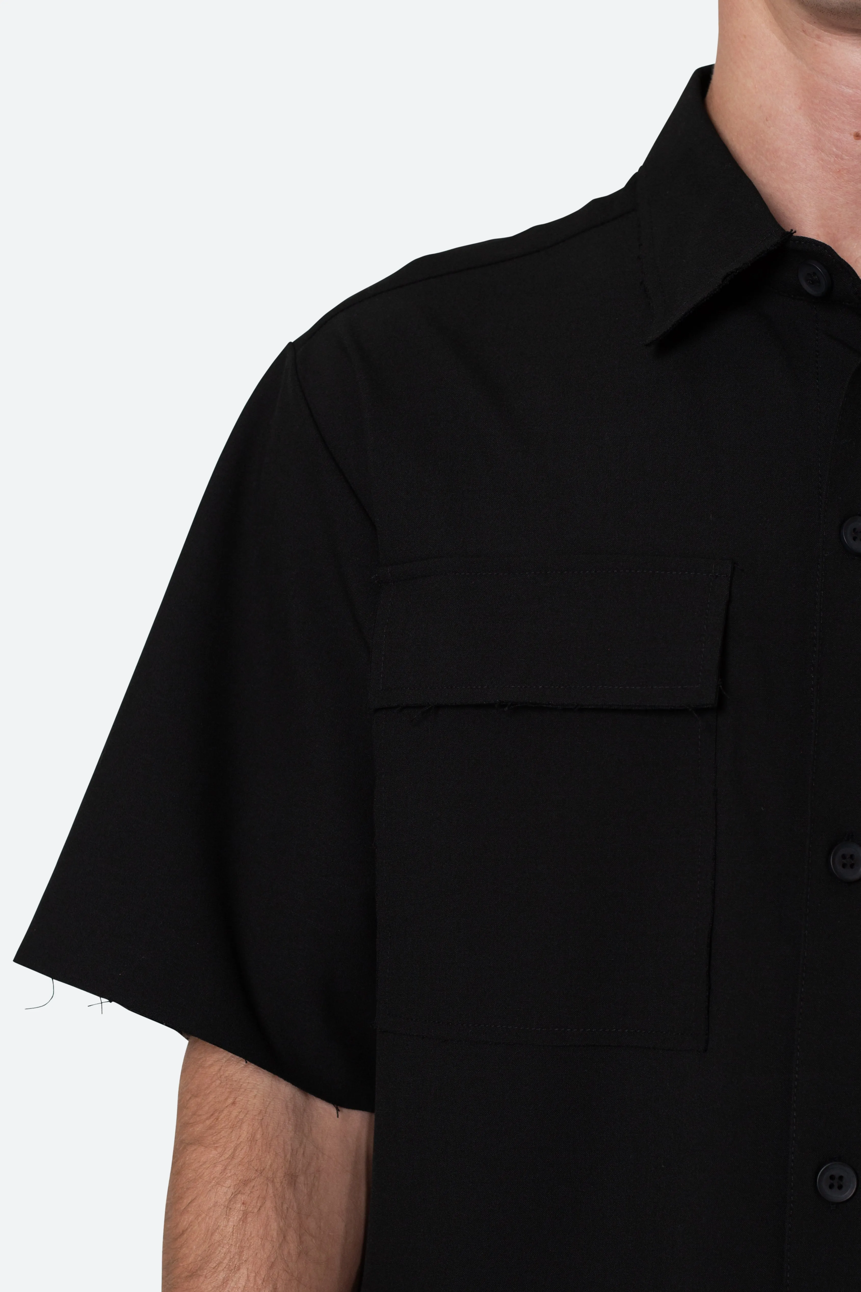 Cropped Woven Shirt - Black