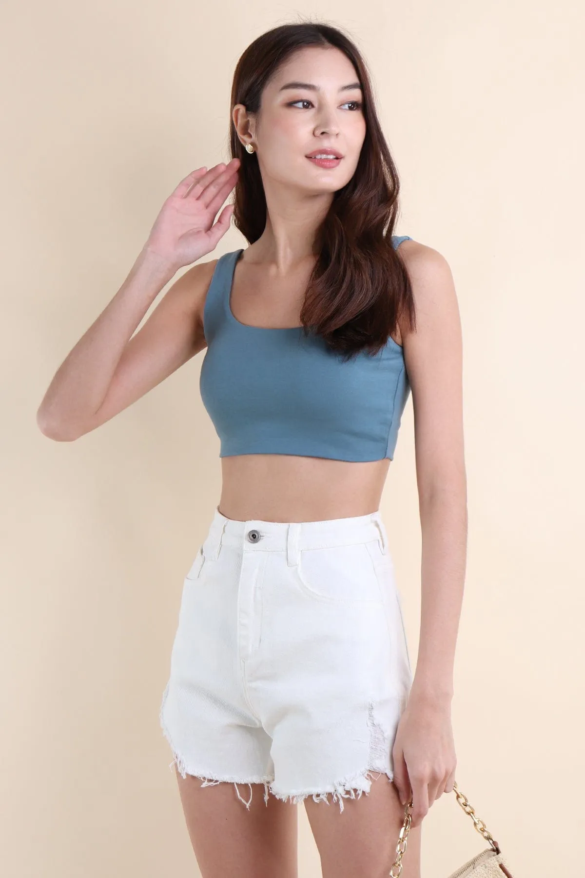 DARIS U-PADDED CROP TOP IN TEAL