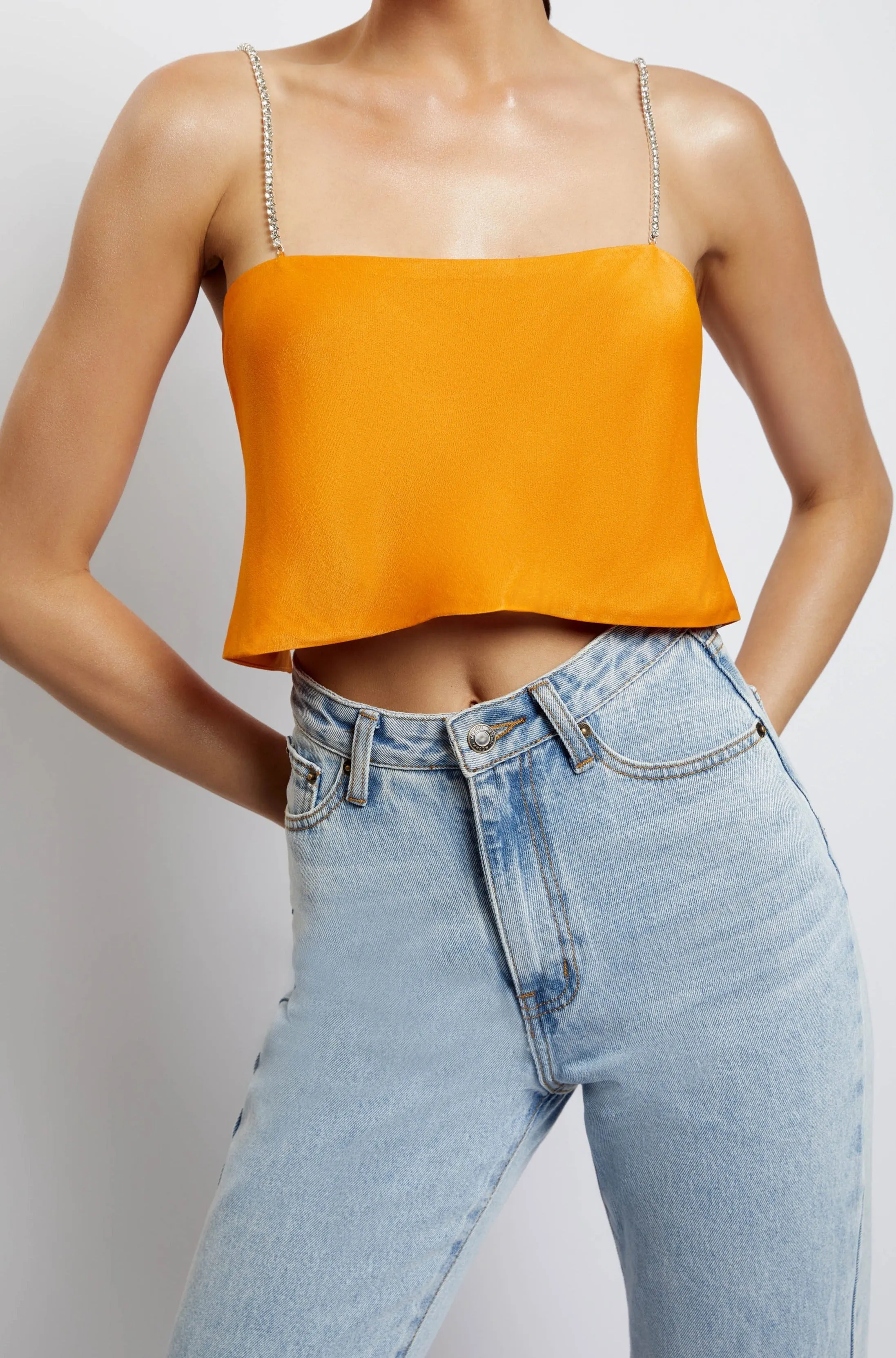 Dayana Straight Cut Crop Top - Mandarin