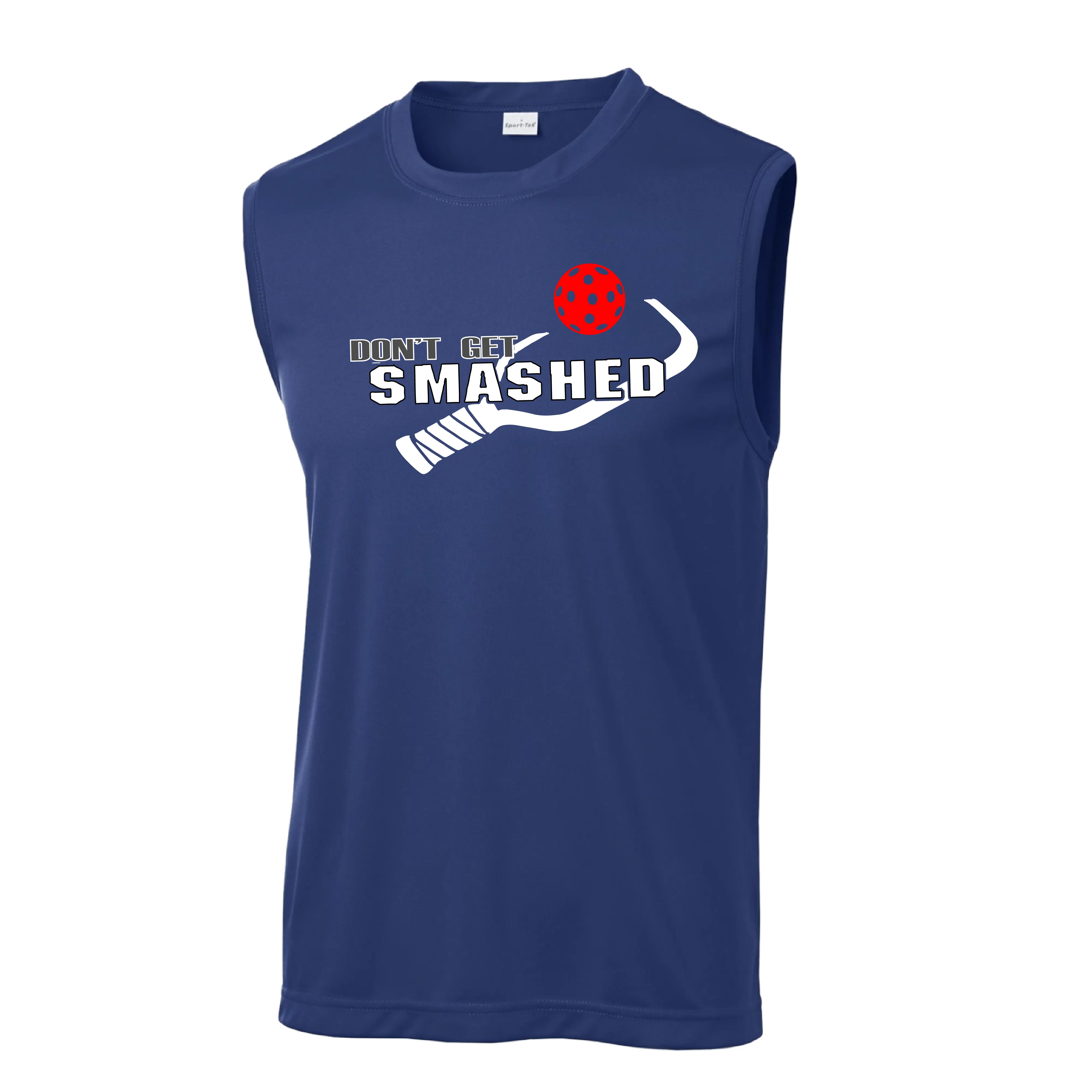 Don't Get Smashed With Pickleballs (Purple Rainbow White Yellow Red) Customizable | Men's Sleeveless Pickleball Shirt | 100% Polyester