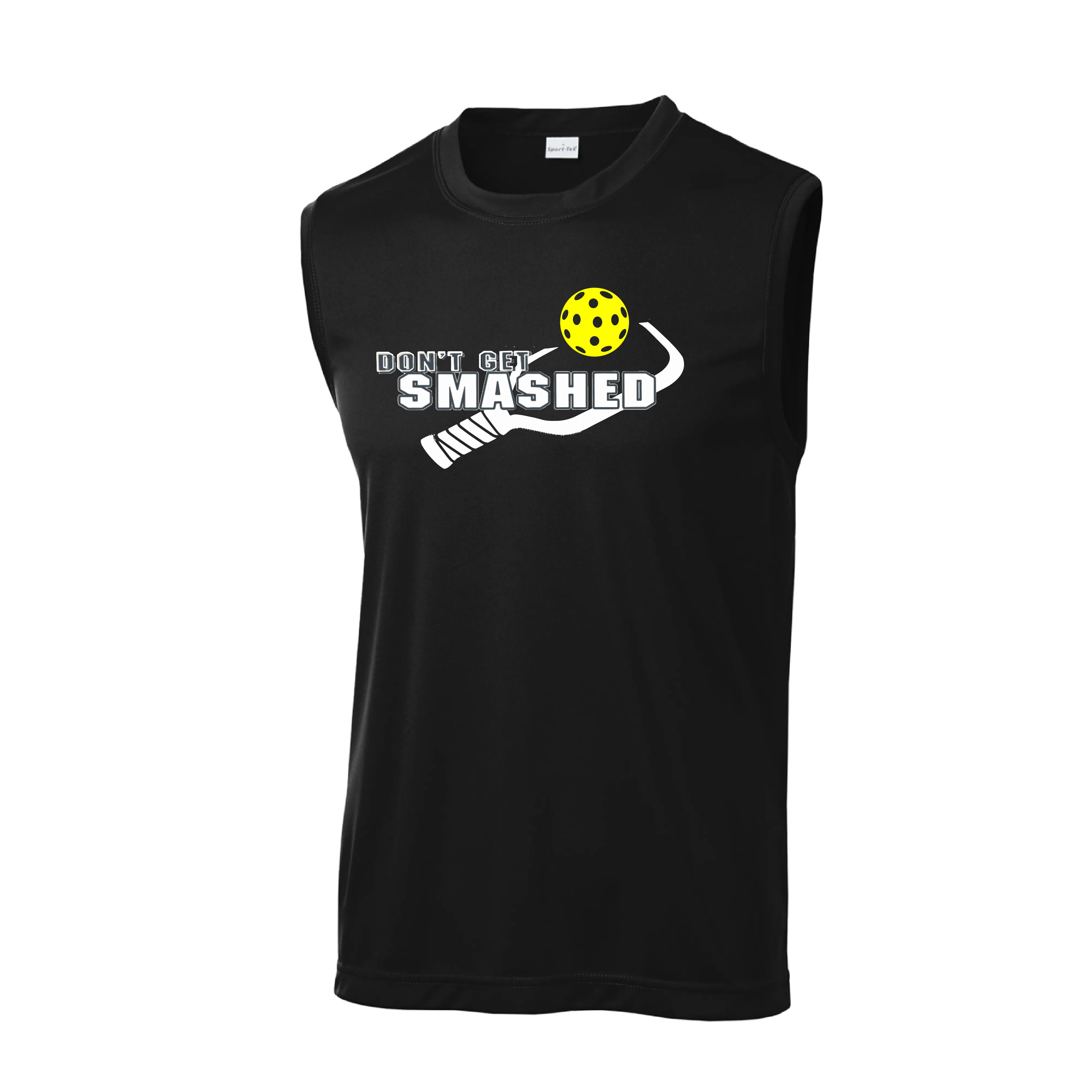 Don't Get Smashed With Pickleballs (Purple Rainbow White Yellow Red) Customizable | Men's Sleeveless Pickleball Shirt | 100% Polyester