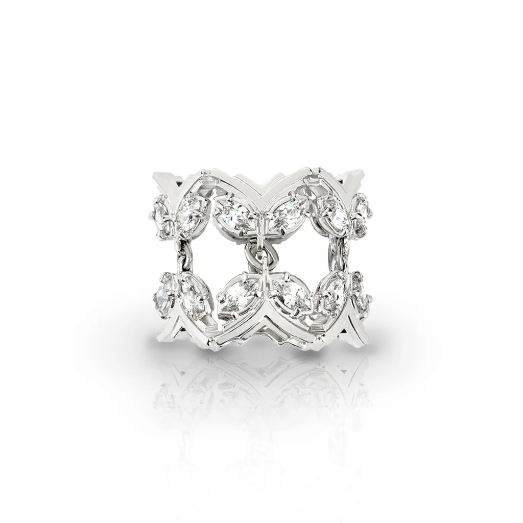 Double Grand Butterfly Ring [White gold]