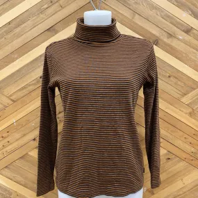 Eddie Bauer - Women's Striped Turtleneck Shirt - MSRP $50: Brown/Black-women-LG