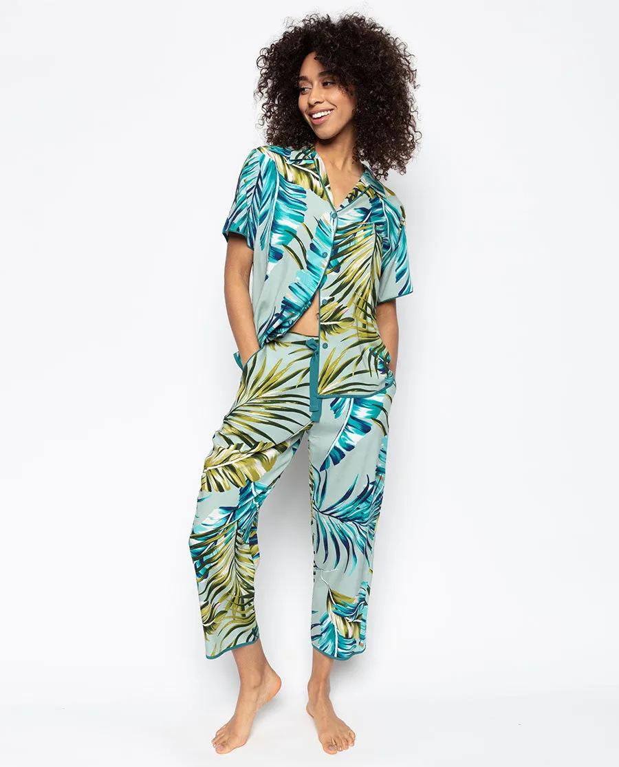 Eleanor Palm Leaf Print Print Cropped Pyjama Set