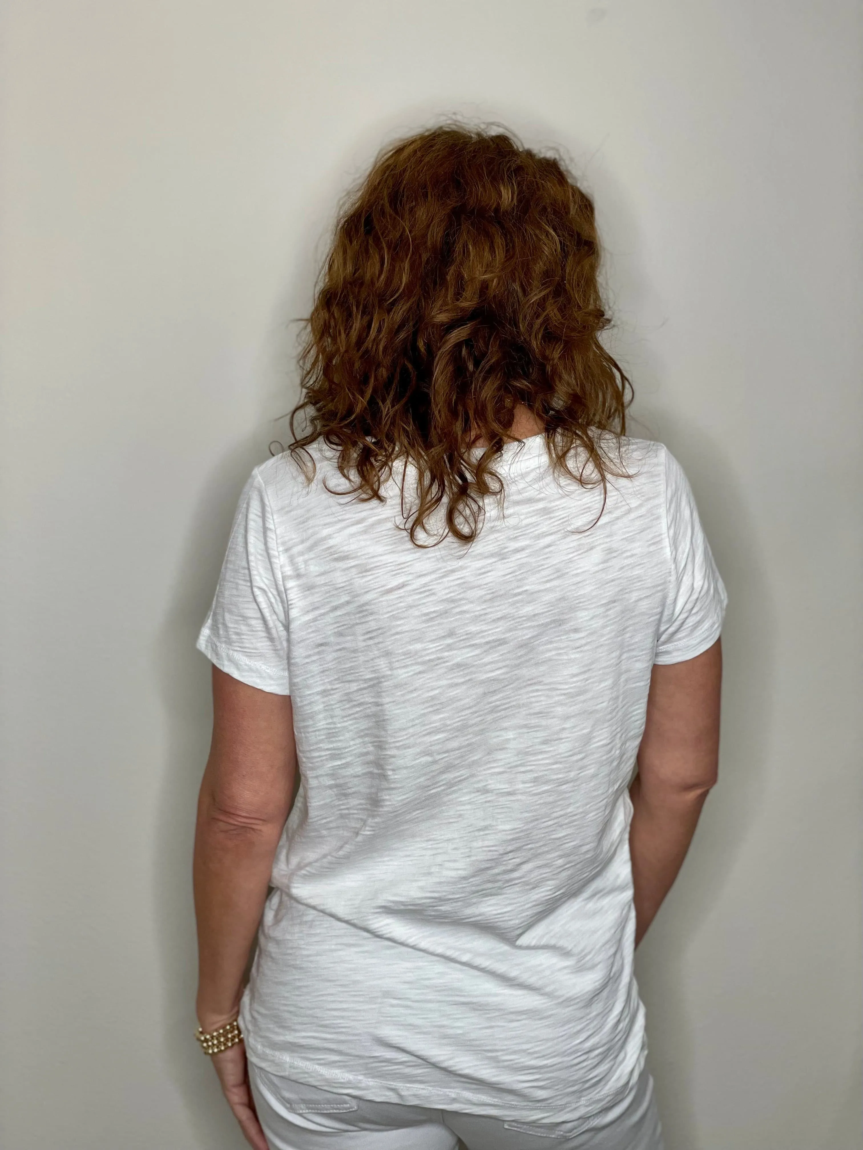 Erin Gray Low-key V Neck Tee in White