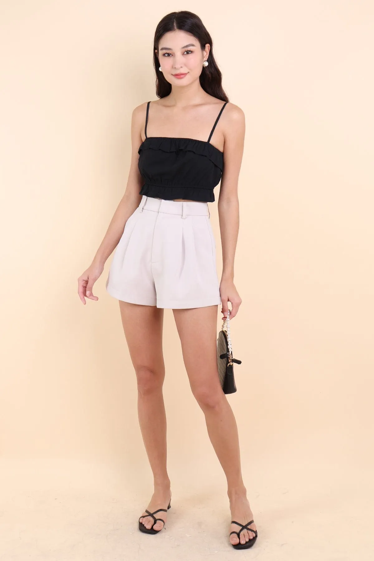 FALLON CROP SPAG TOP IN BLACK