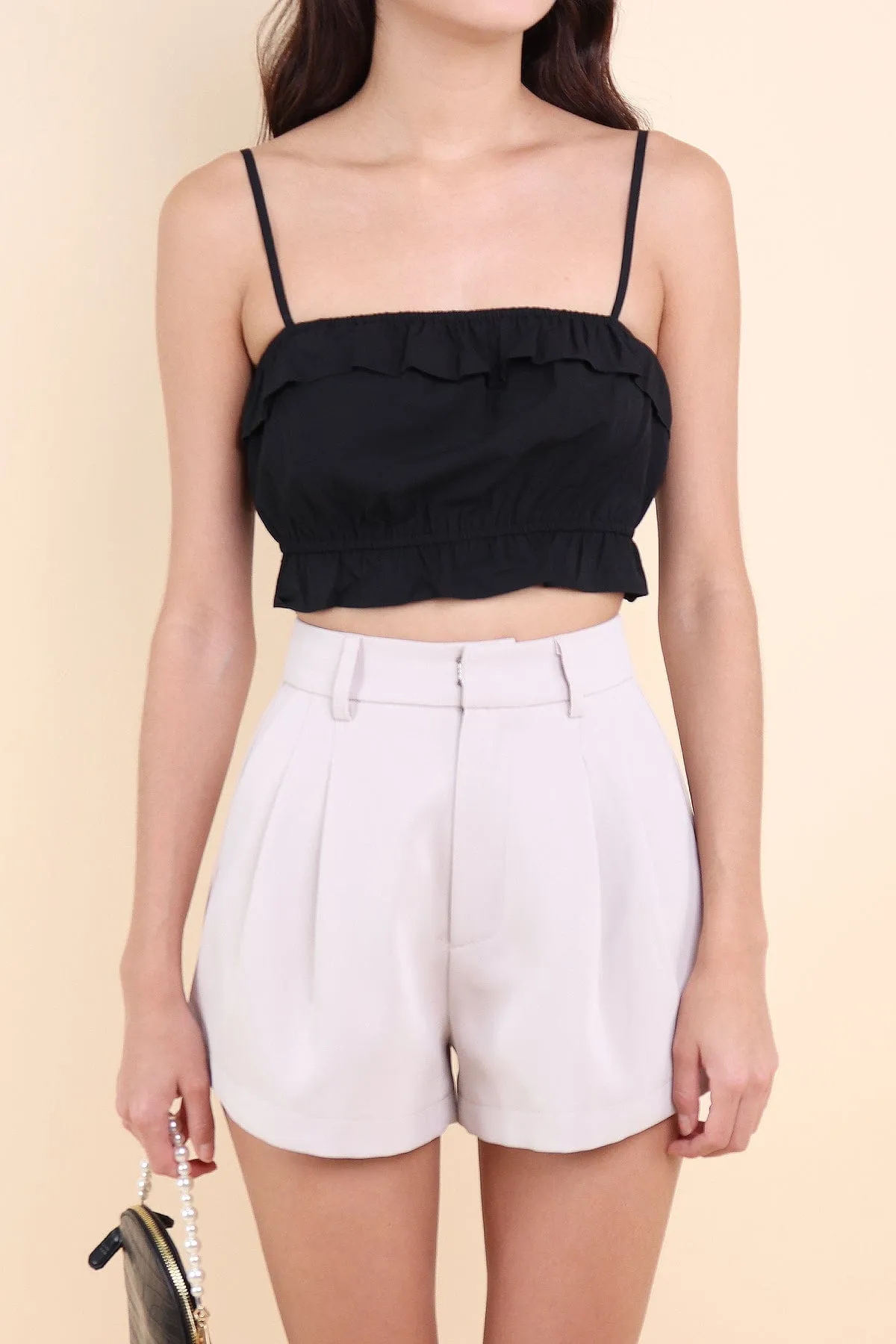 FALLON CROP SPAG TOP IN BLACK