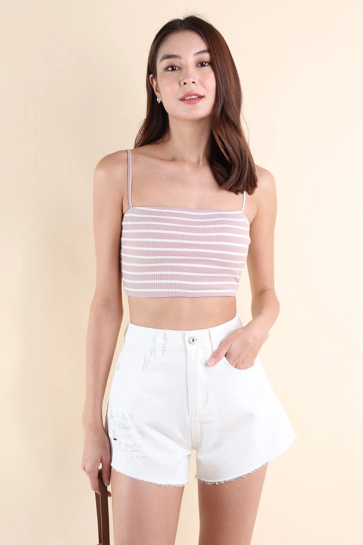 FELIZ STRIPES PADDED TOP IN PINK