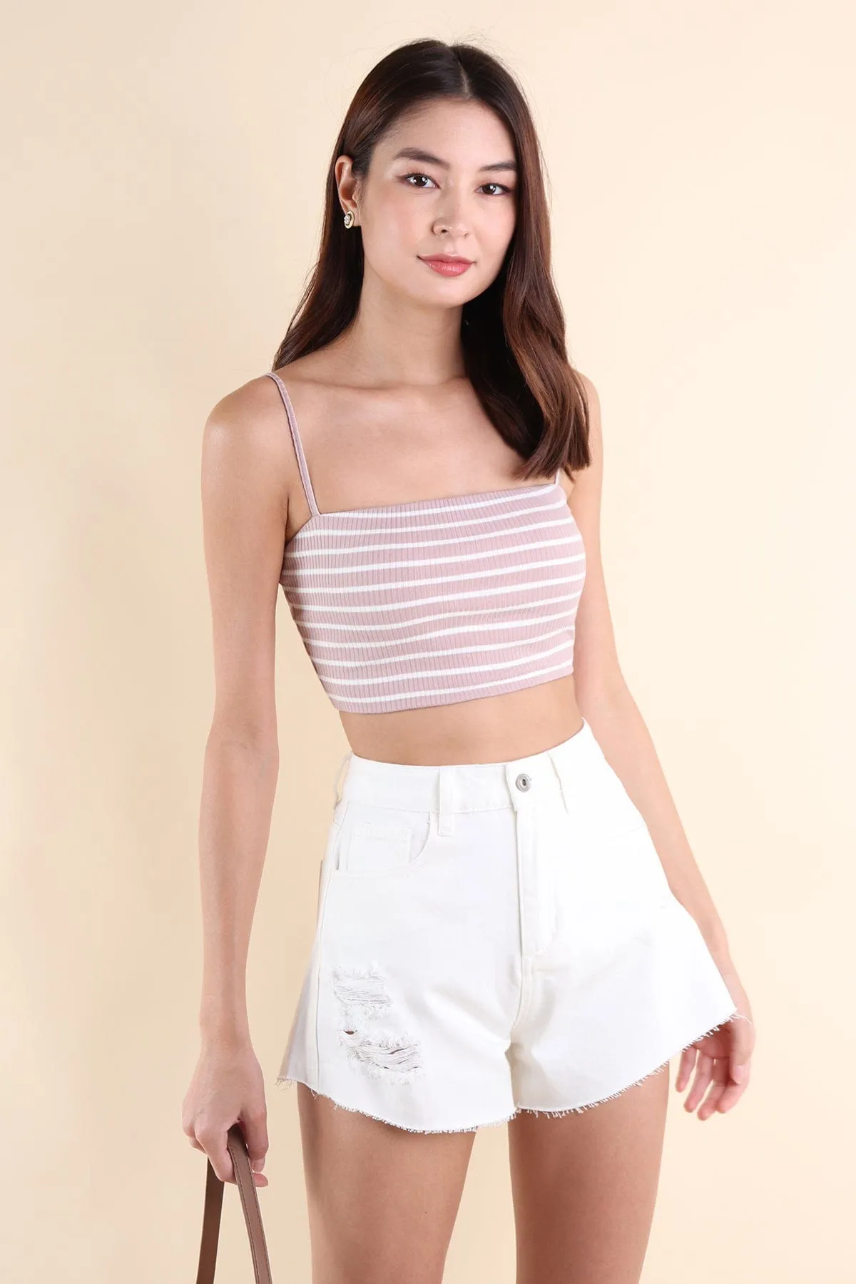 FELIZ STRIPES PADDED TOP IN PINK