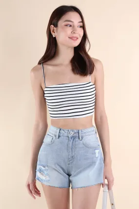 FELIZ STRIPES PADDED TOP IN WHITE