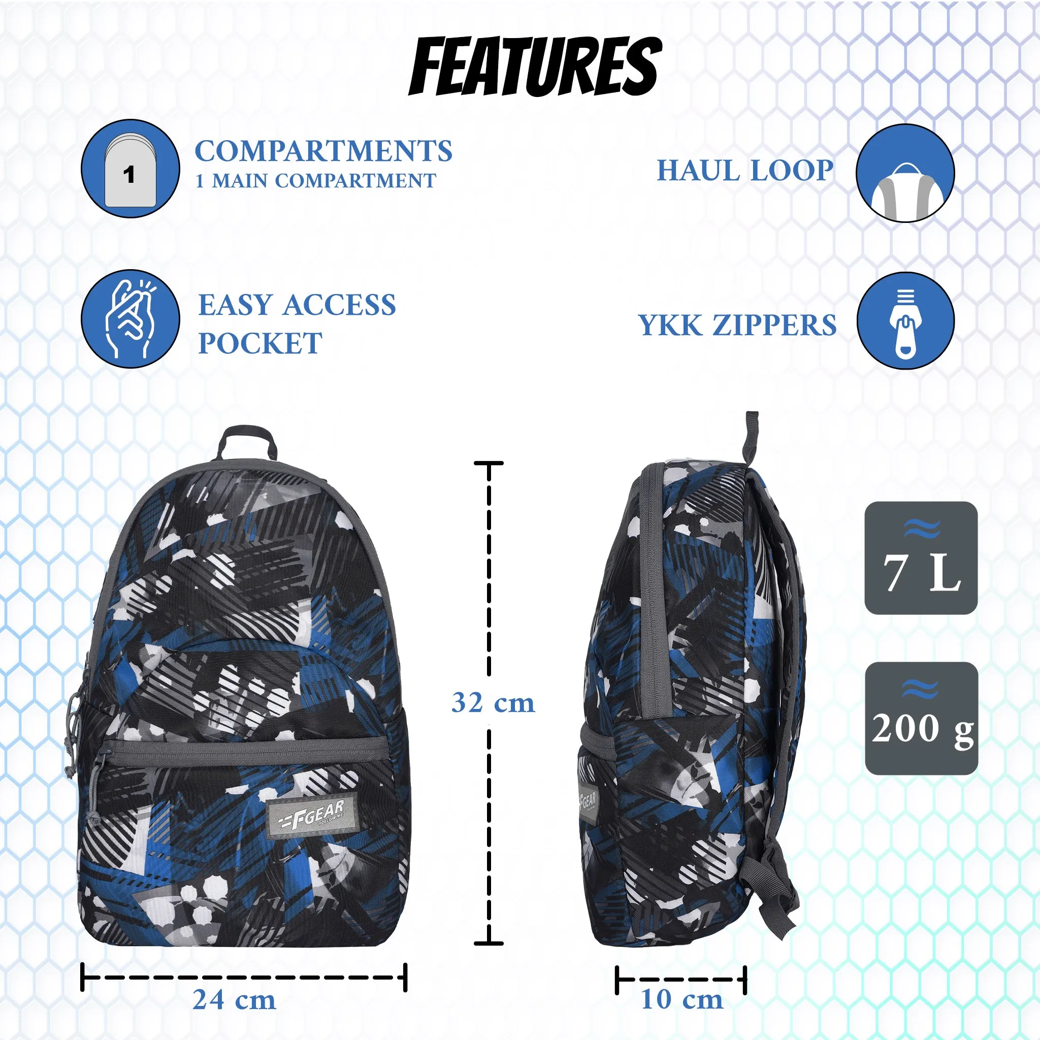 Ferris Geometric Blue Black Backpack