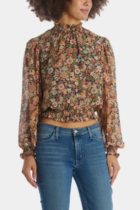 Flower Power Mock Neck Blouse