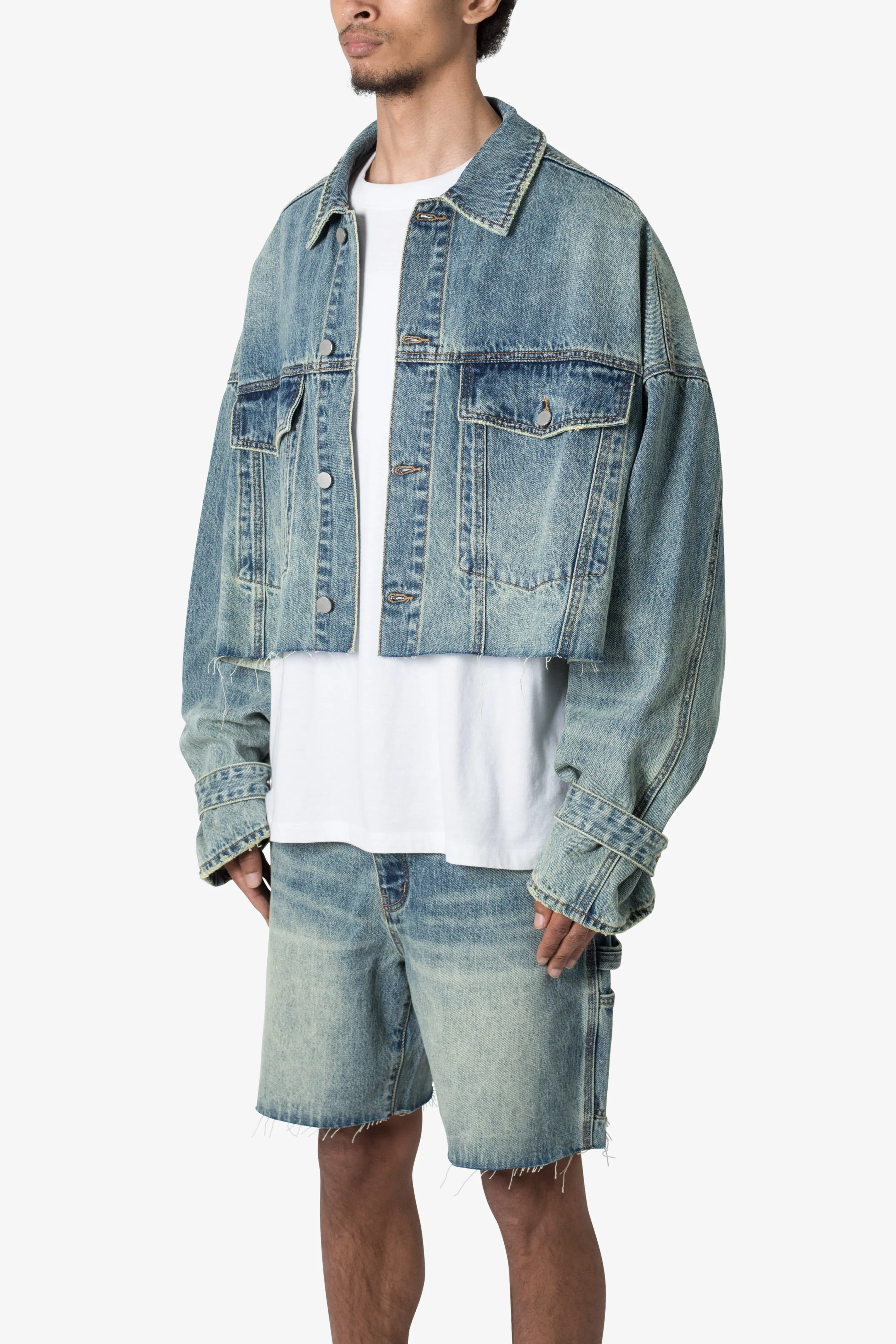 Frayed Denim Jacket - Blue