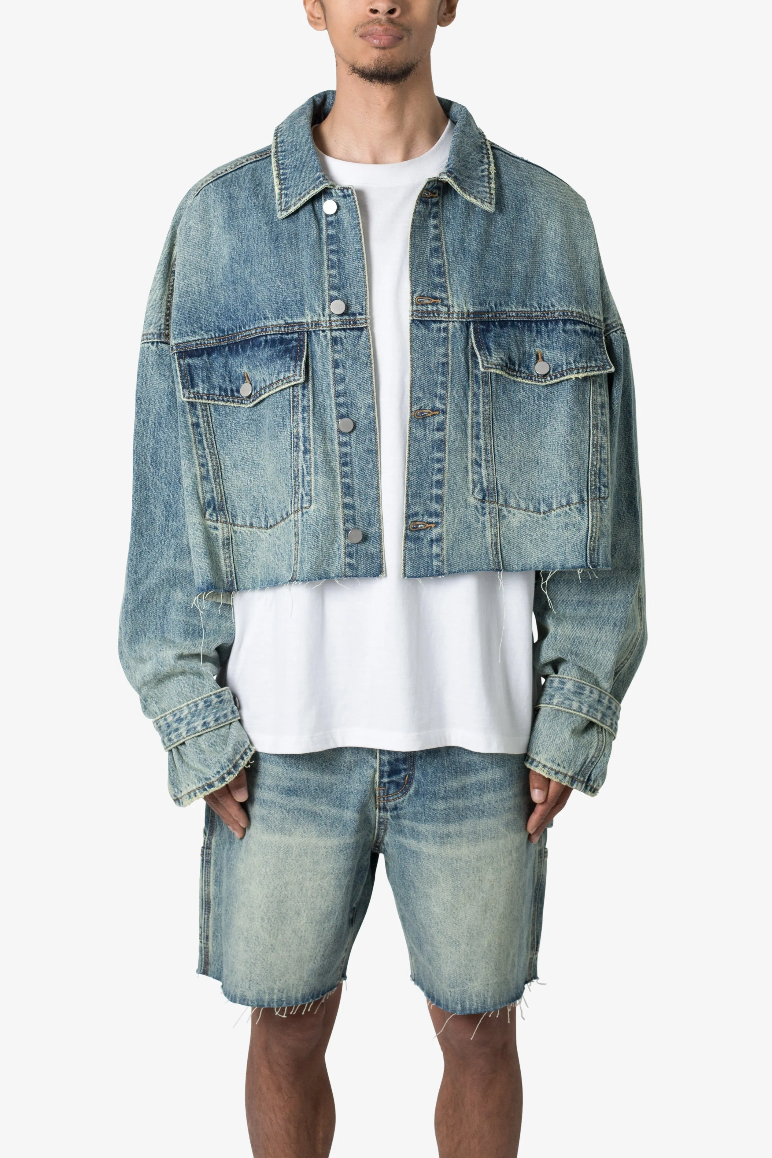 Frayed Denim Jacket - Blue