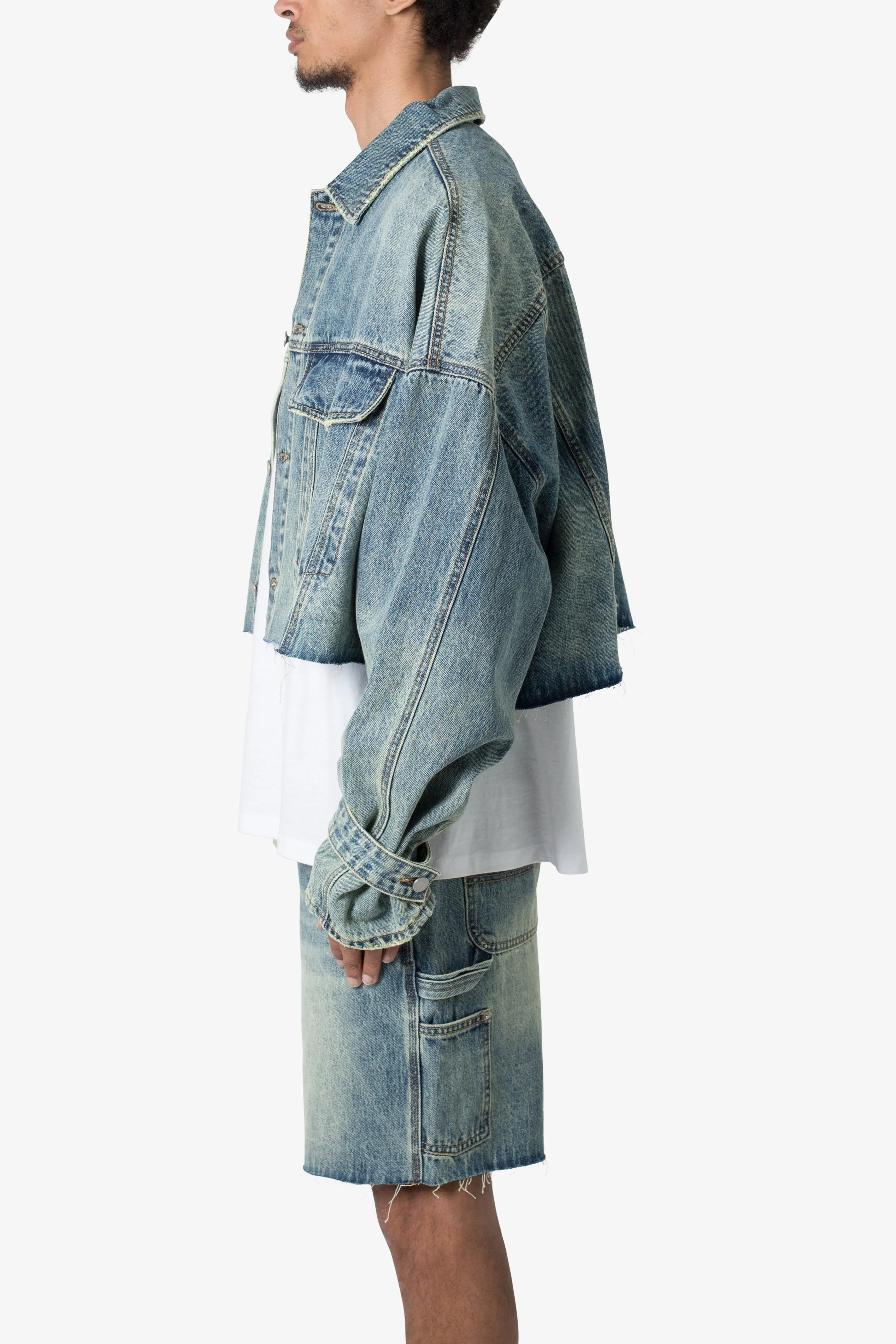 Frayed Denim Jacket - Blue