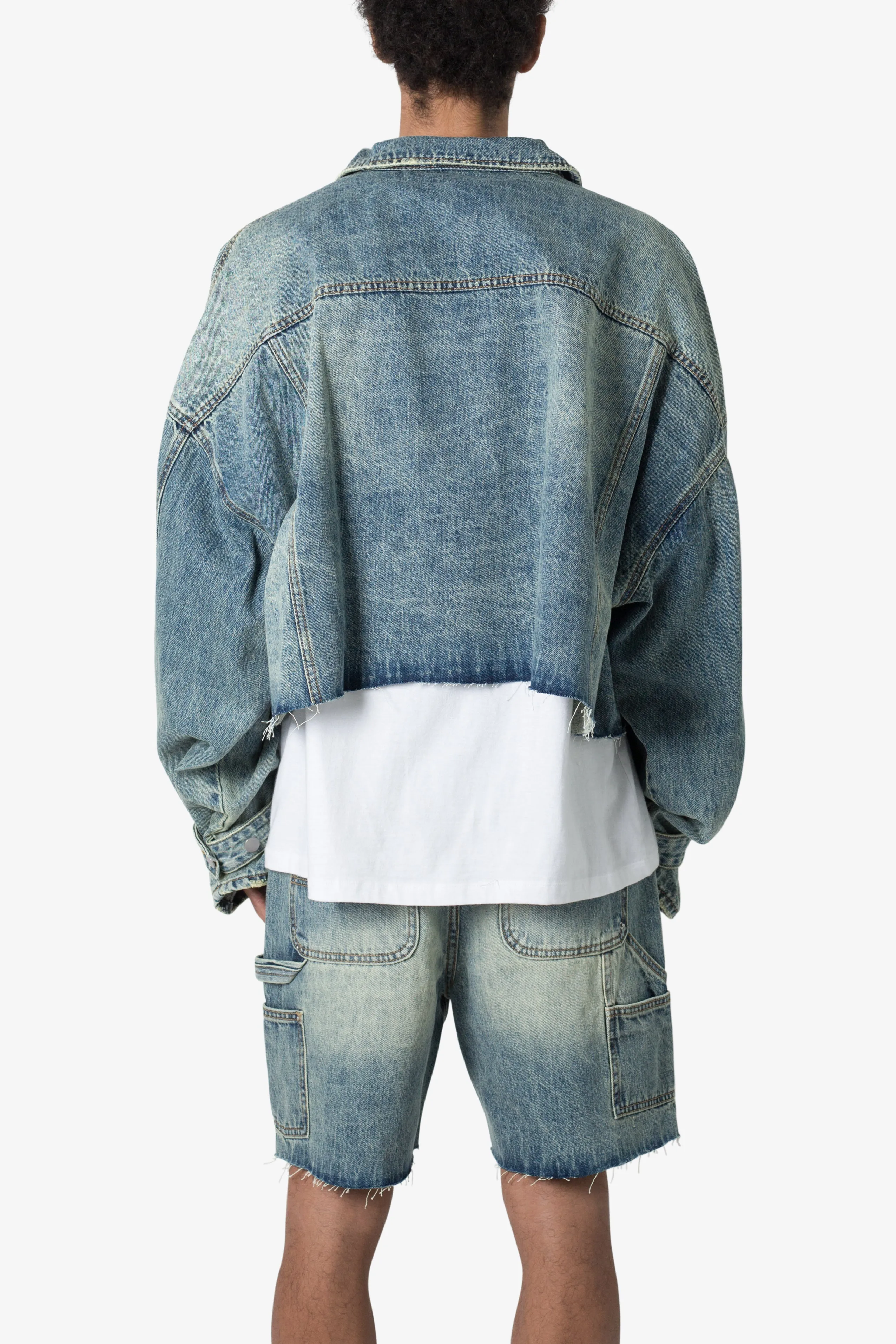 Frayed Denim Jacket - Blue