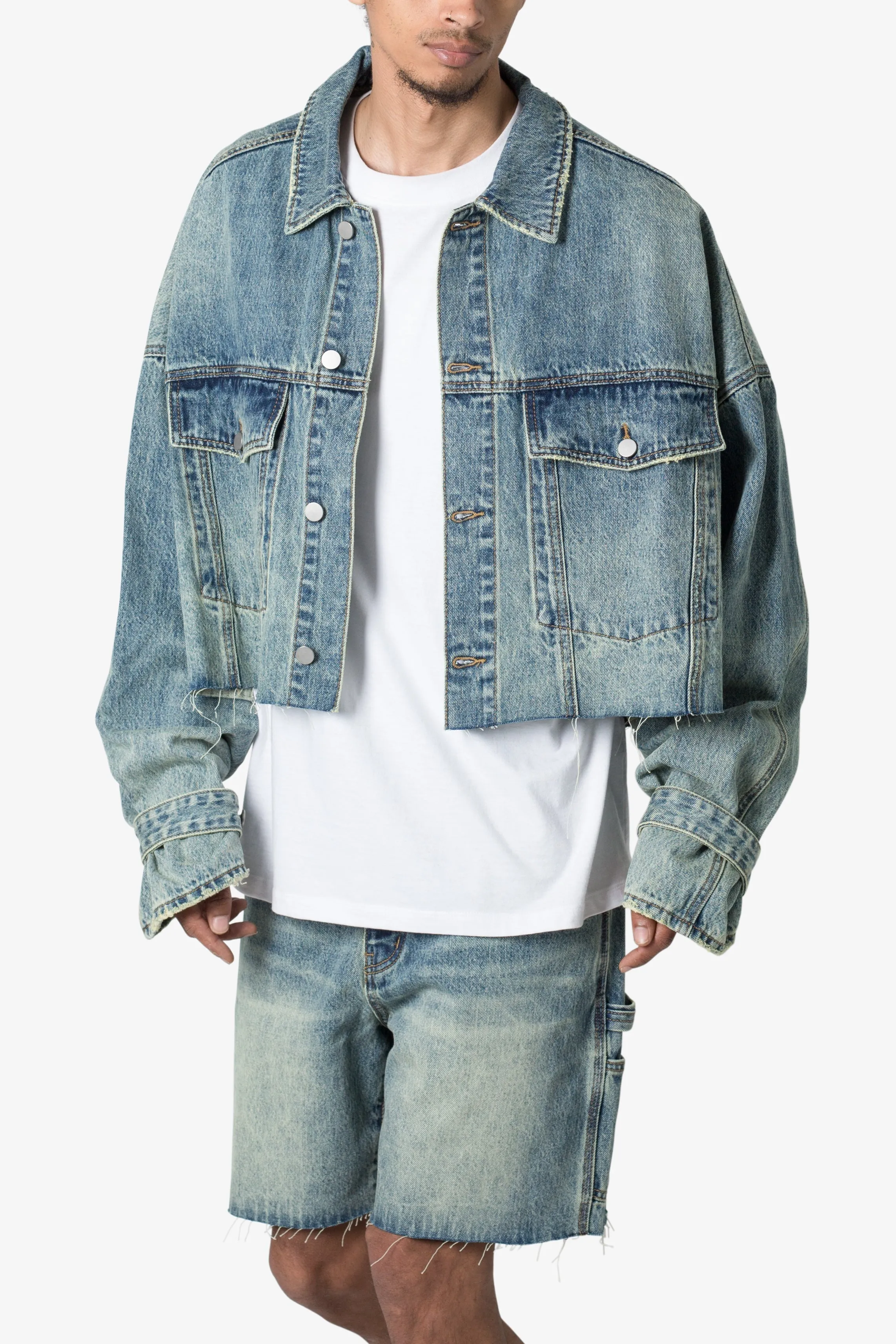 Frayed Denim Jacket - Blue