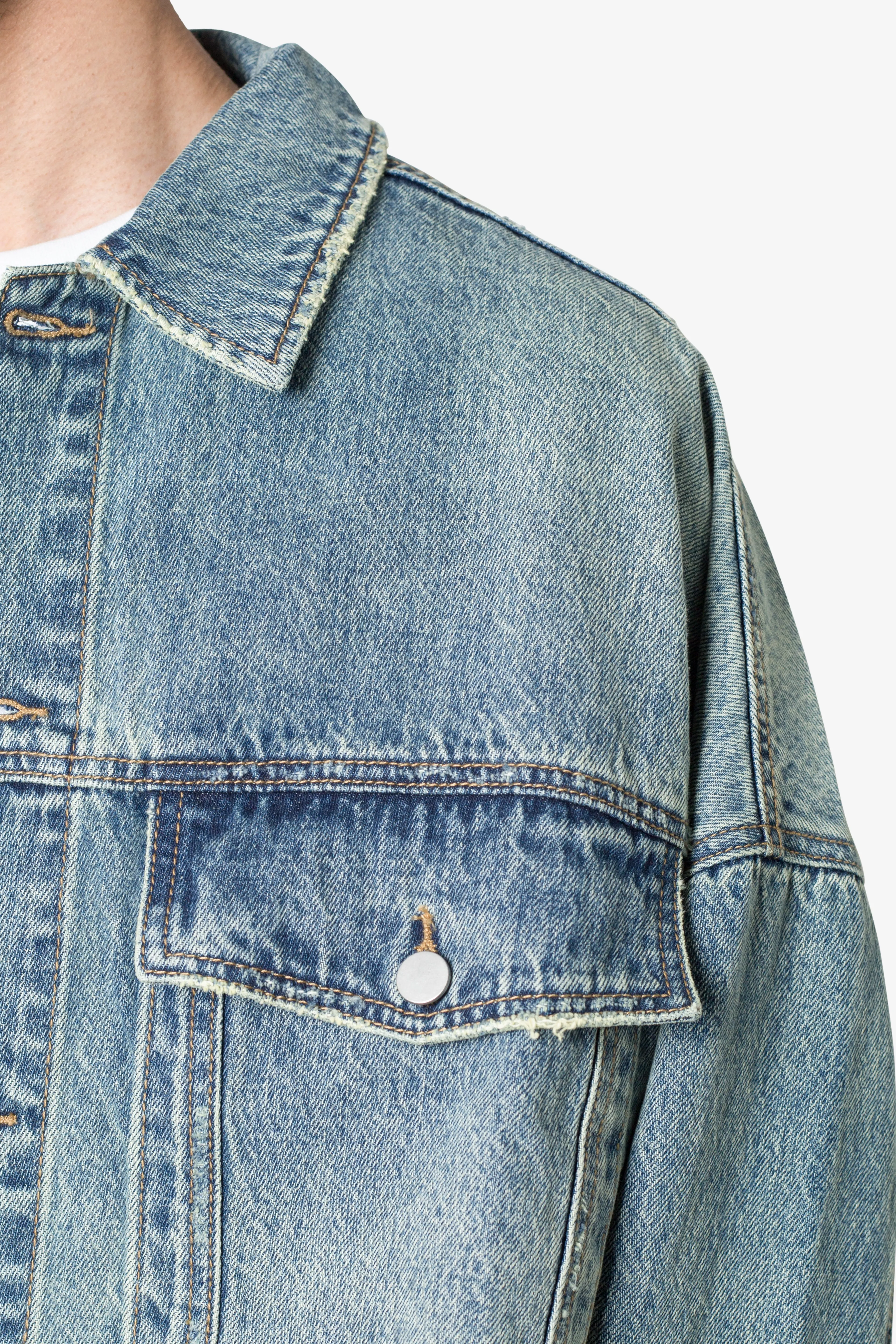 Frayed Denim Jacket - Blue