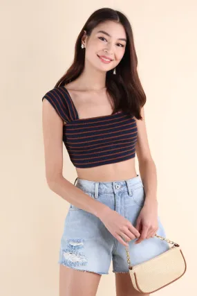 GABE STRIPES CROP TOP IN NAVY