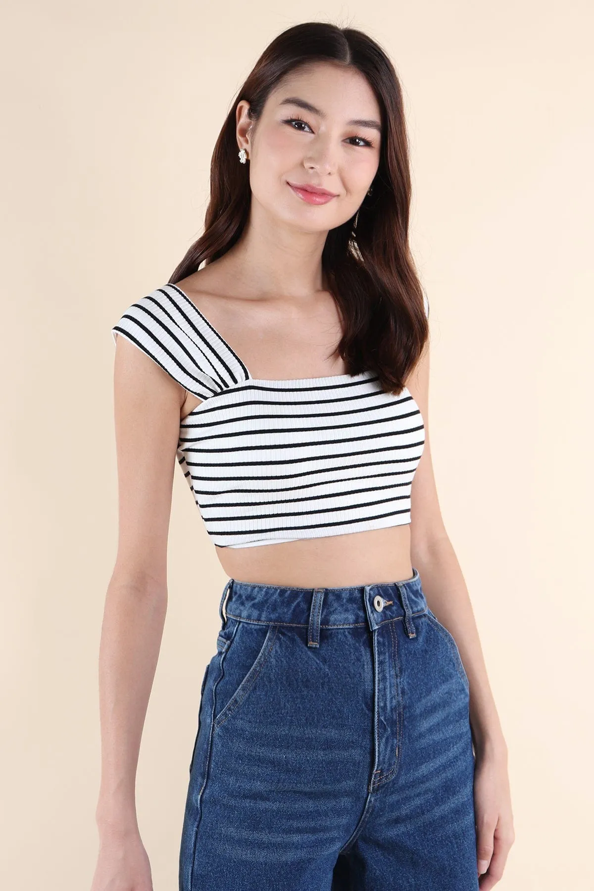 GABE STRIPES CROP TOP IN WHITE