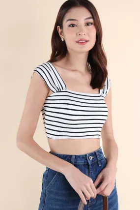 GABE STRIPES CROP TOP IN WHITE